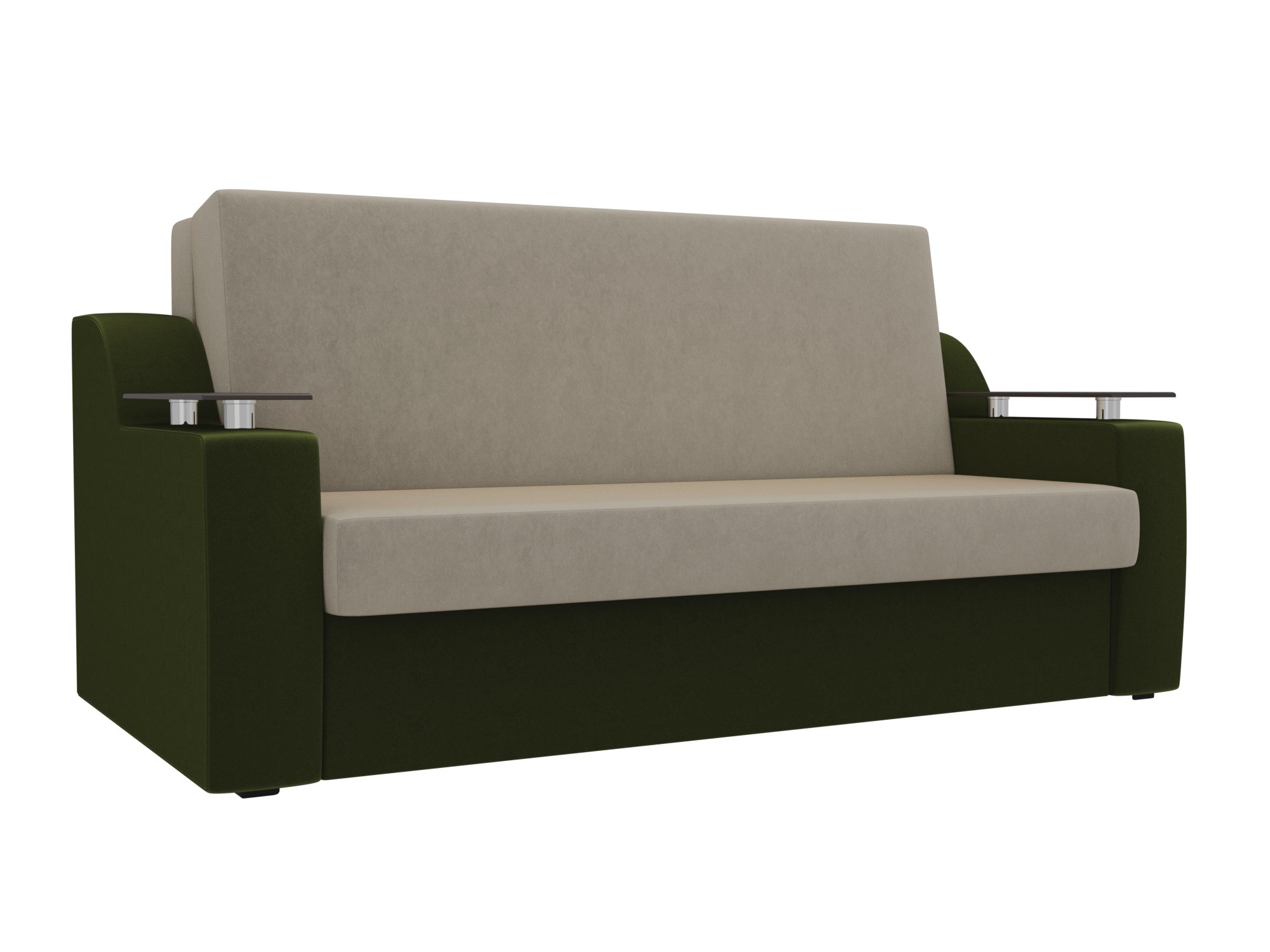 Прямой диван аккордеон Сенатор 120 (бежевый\зеленый)