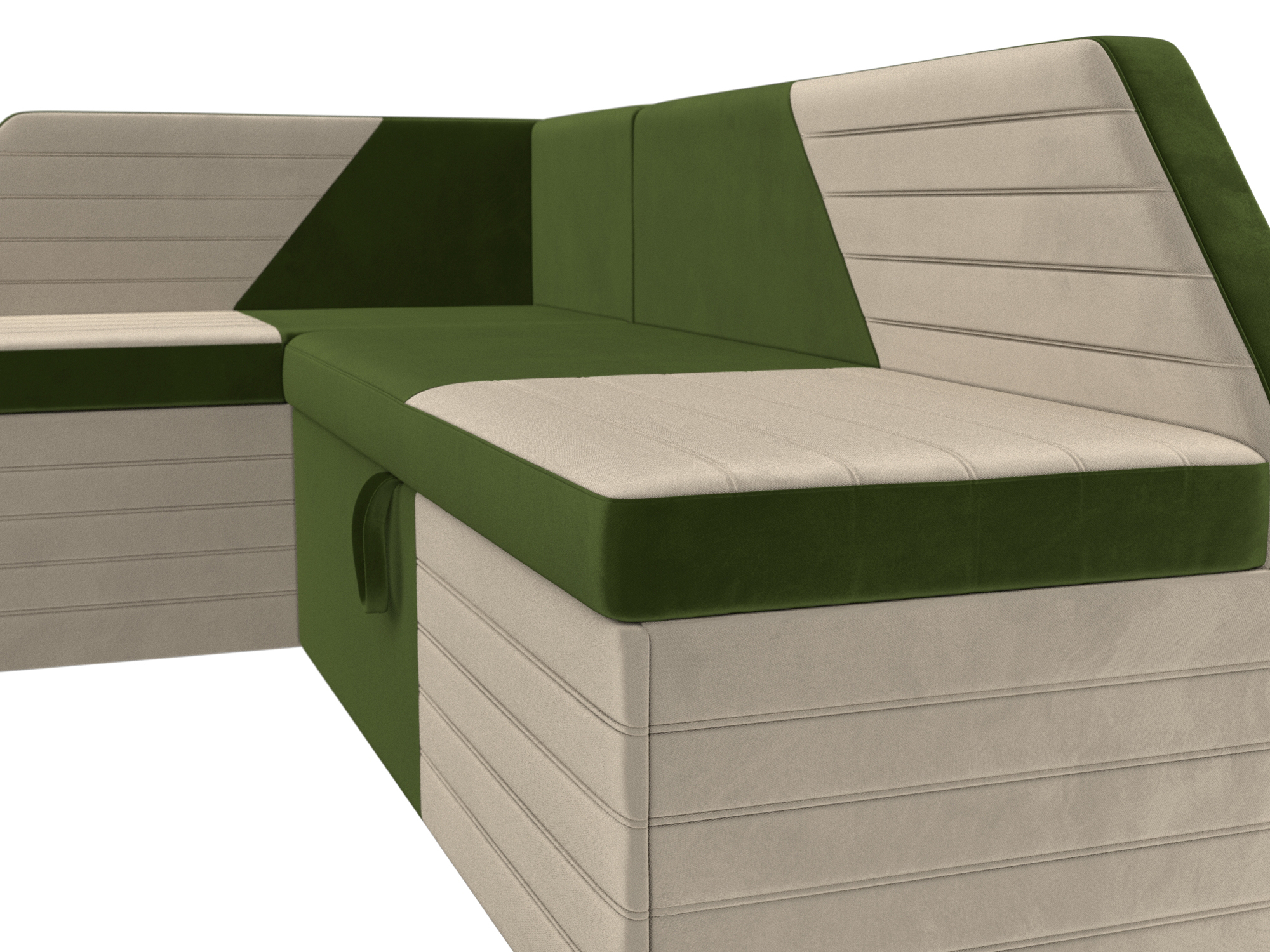 Кухонный угловой диван Дуглас левый угол (Зеленый\Бежевый)