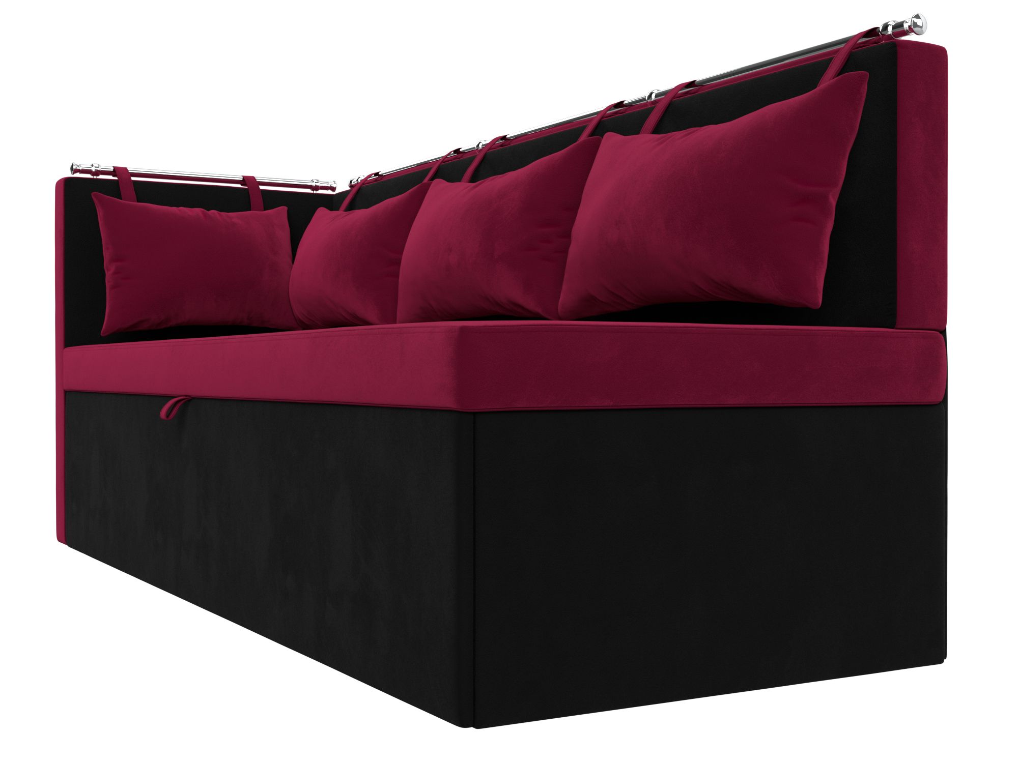 Кухонный диван Метро с углом слева (Бордовый\Черный)