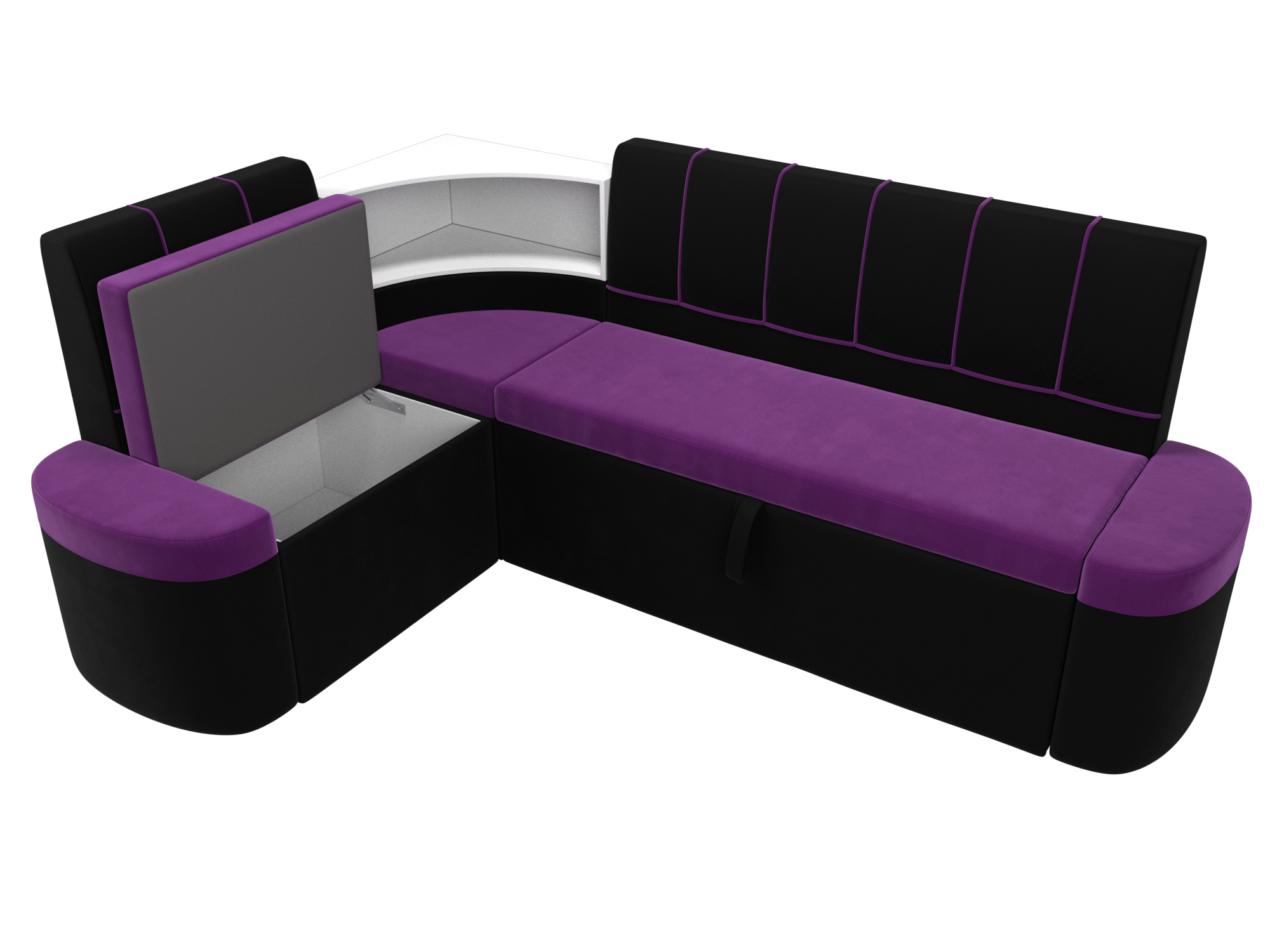 Кухонный угловой диван Тефида левый угол (Фиолетовый\Черный)