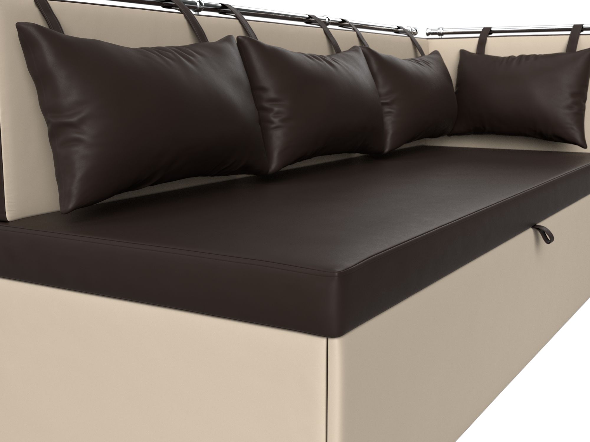 Кухонный диван Метро с углом справа (Коричневый\Бежевый)