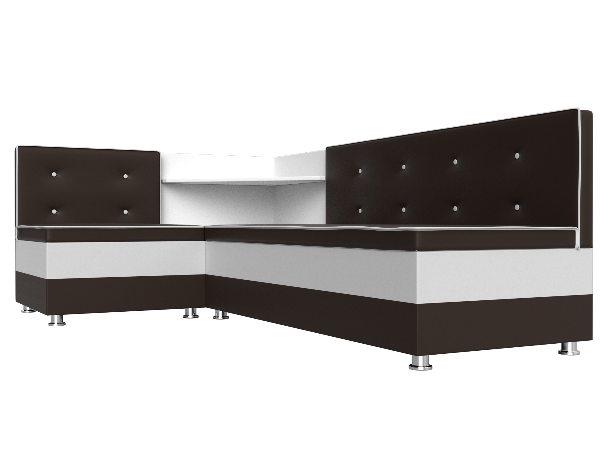 Кухонный угловой диван Милан левый угол (Коричневый\Белый)