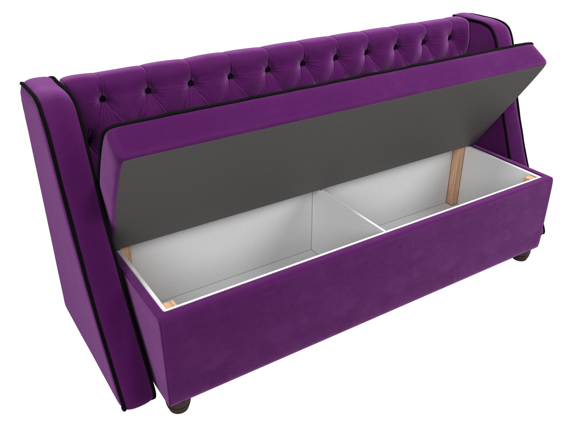 Кухонный прямой диван Лофт (Фиолетовый\Черный)
