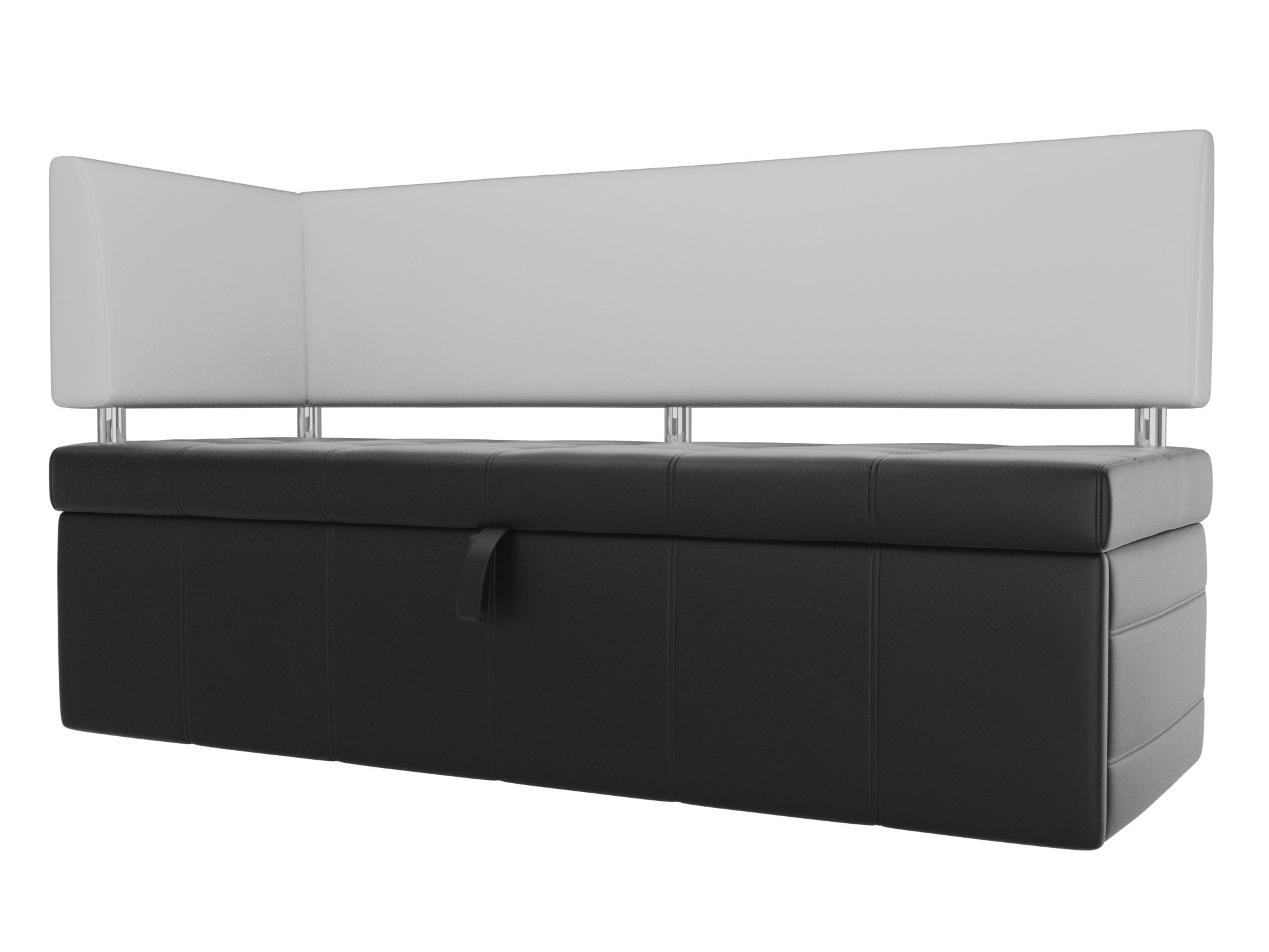 Кухонный прямой диван Стоун с углом левый (Черный\Белый)