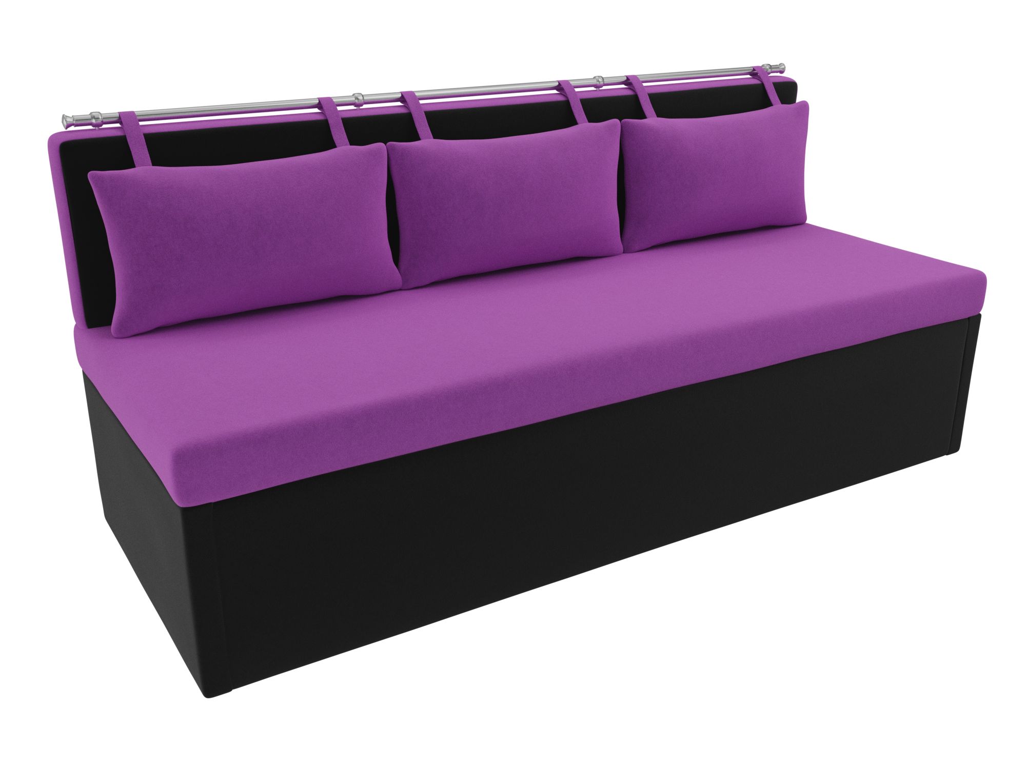 Кухонный прямой диван Метро (Фиолетовый\Черный)