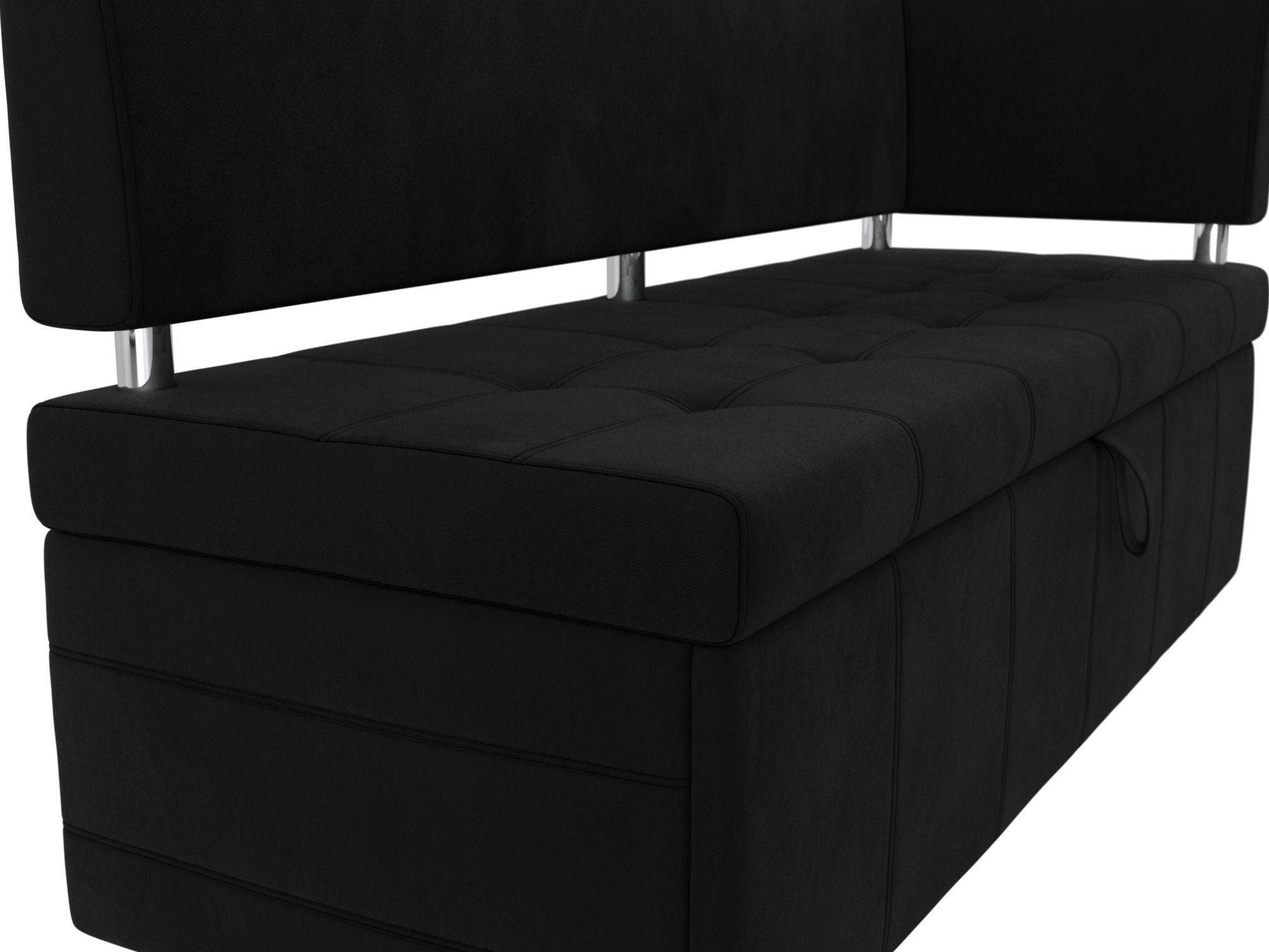 Кухонный прямой диван Стоун с углом правый (Черный)