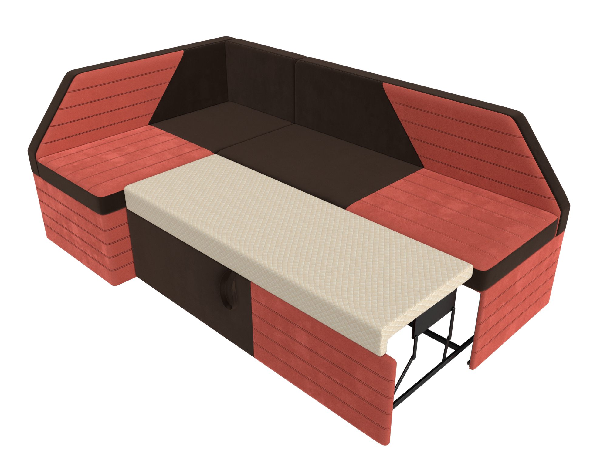 Кухонный угловой диван Дуглас левый угол (Коричневый\Коралловый)