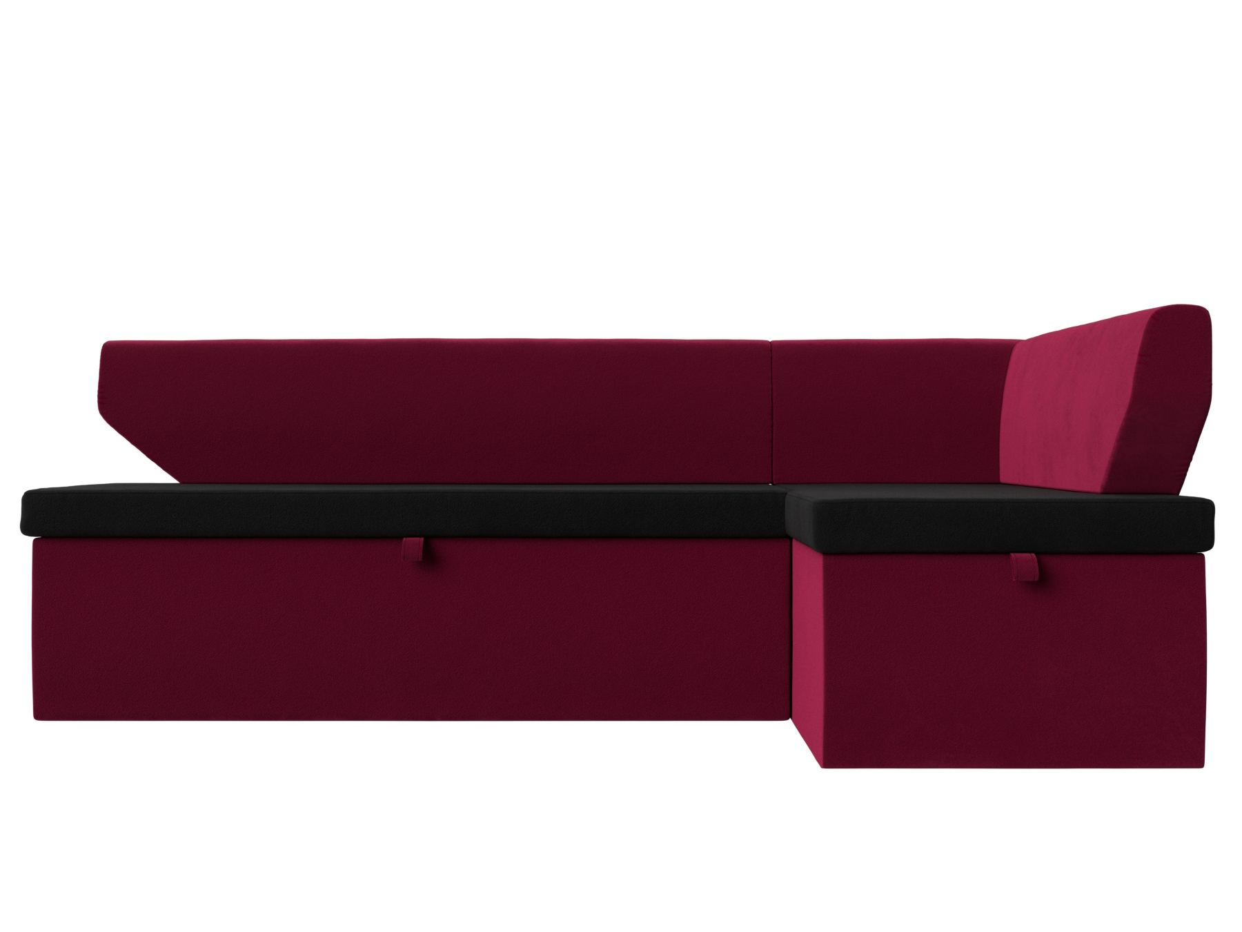 Кухонный угловой диван Омура правый угол (Черный\Бордовый)