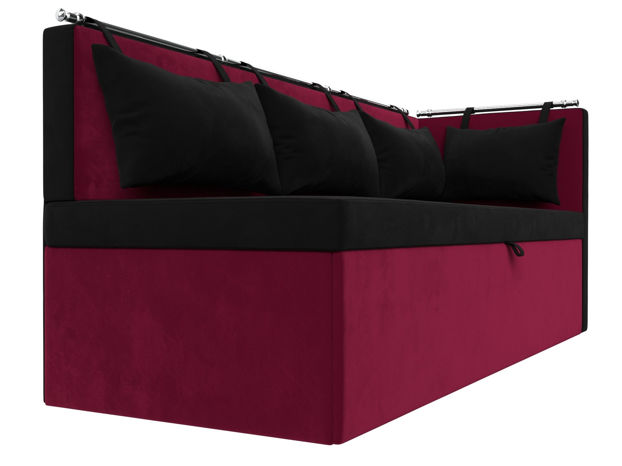 Кухонный диван Метро с углом справа (Черный\Бордовый)