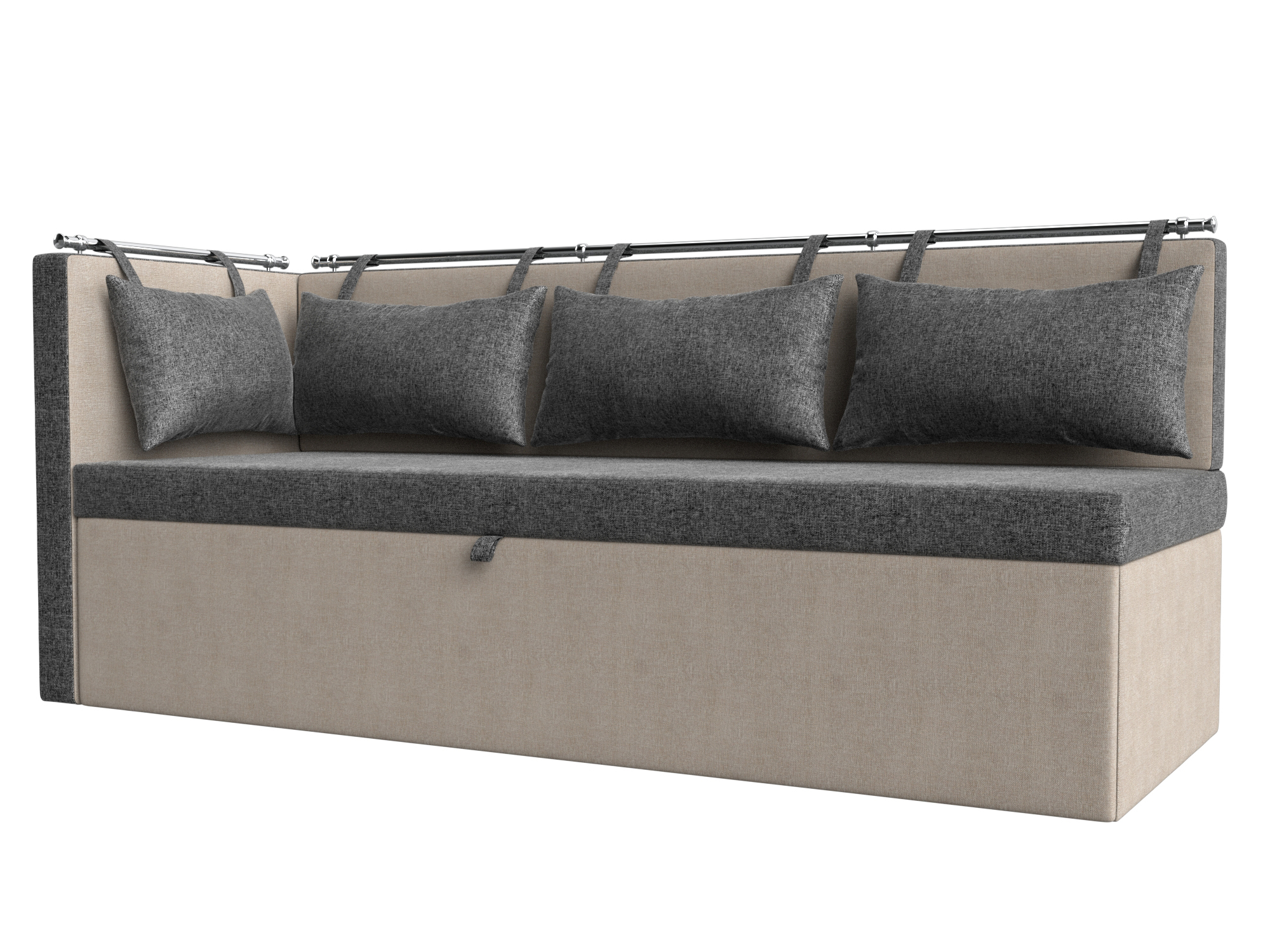 Кухонный диван Метро с углом слева (Серый\Бежевый)