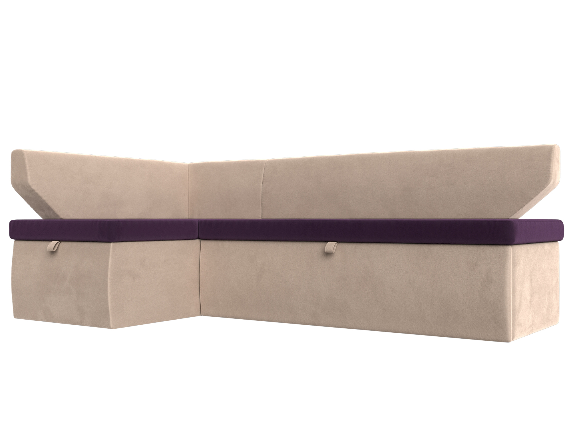 Кухонный угловой диван Омура левый угол (Фиолетовый\Бежевый)