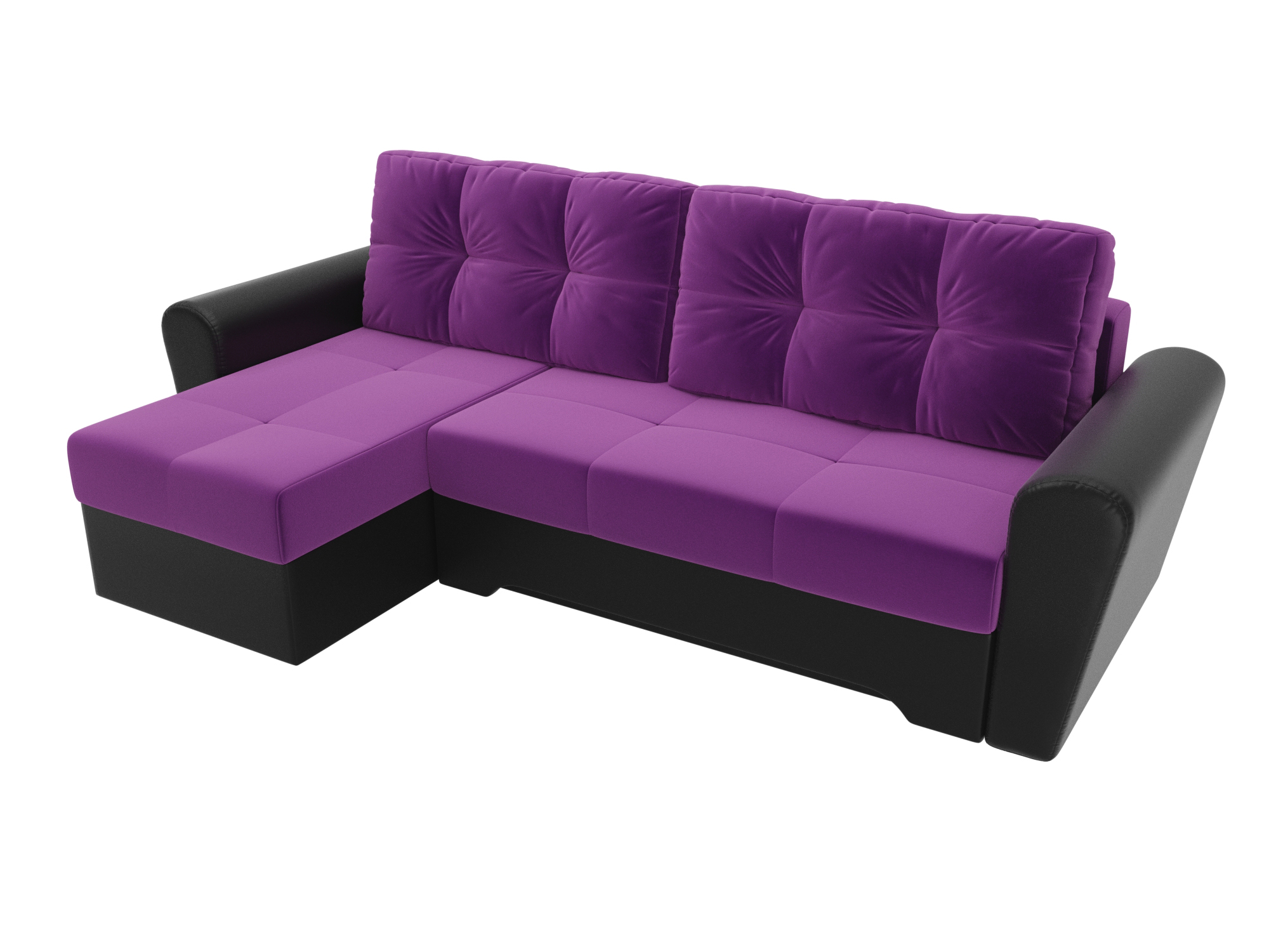 Угловой диван Амстердам левый угол (Фиолетовый\Черный)