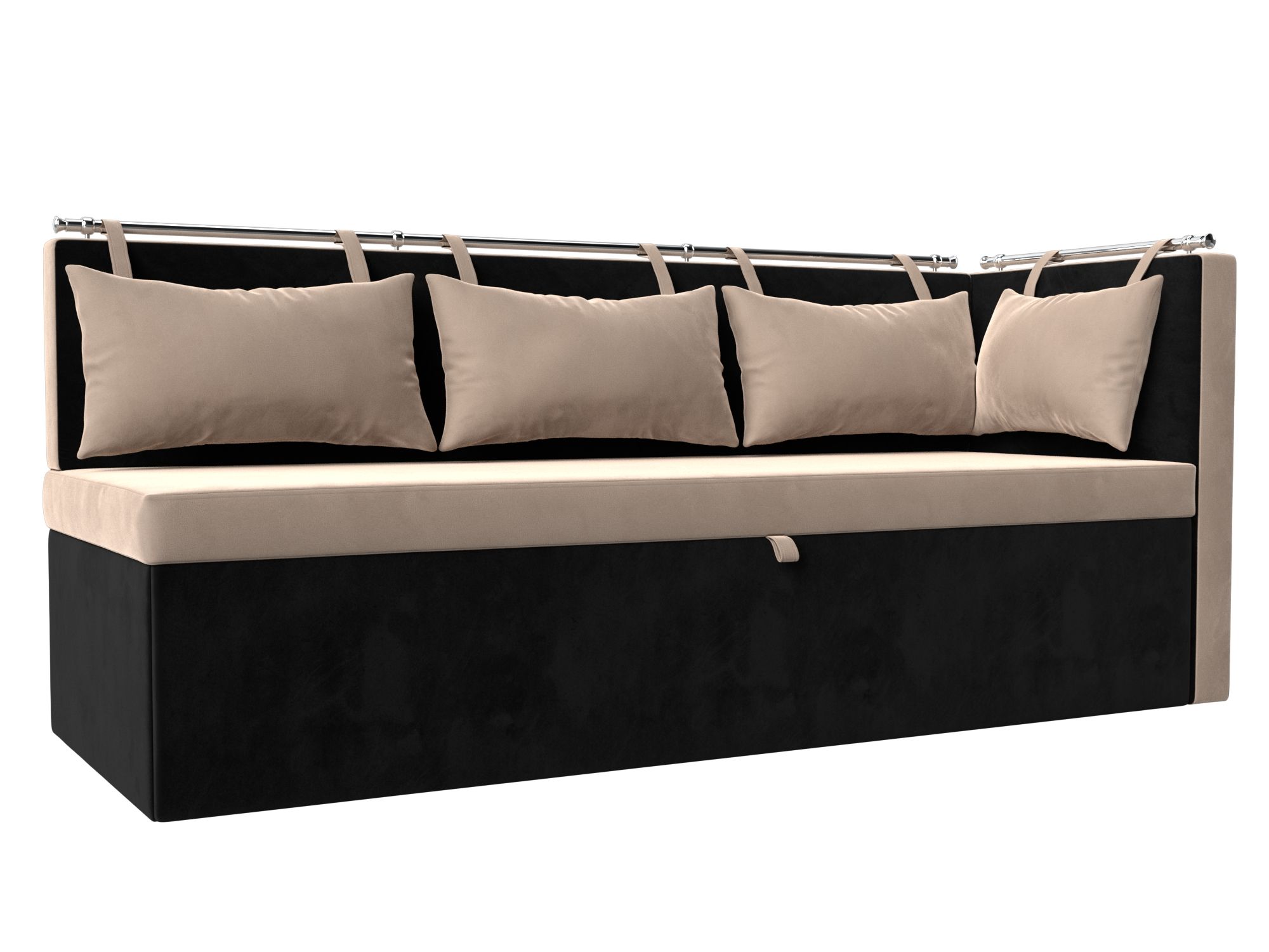 Кухонный диван Метро с углом справа (Бежевый\Черный)