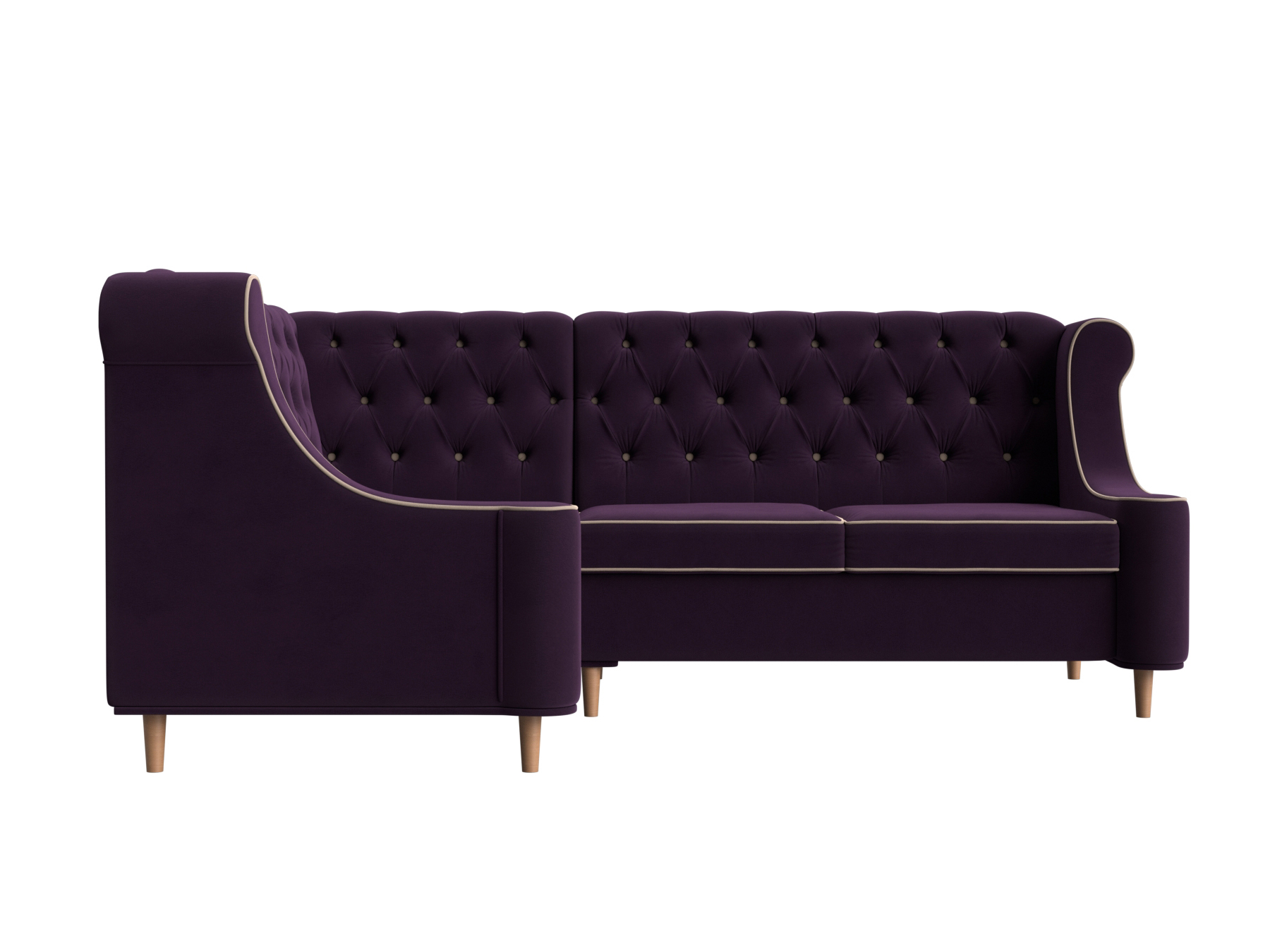 Угловой диван Бронкс левый угол (Фиолетовый\Бежевый)