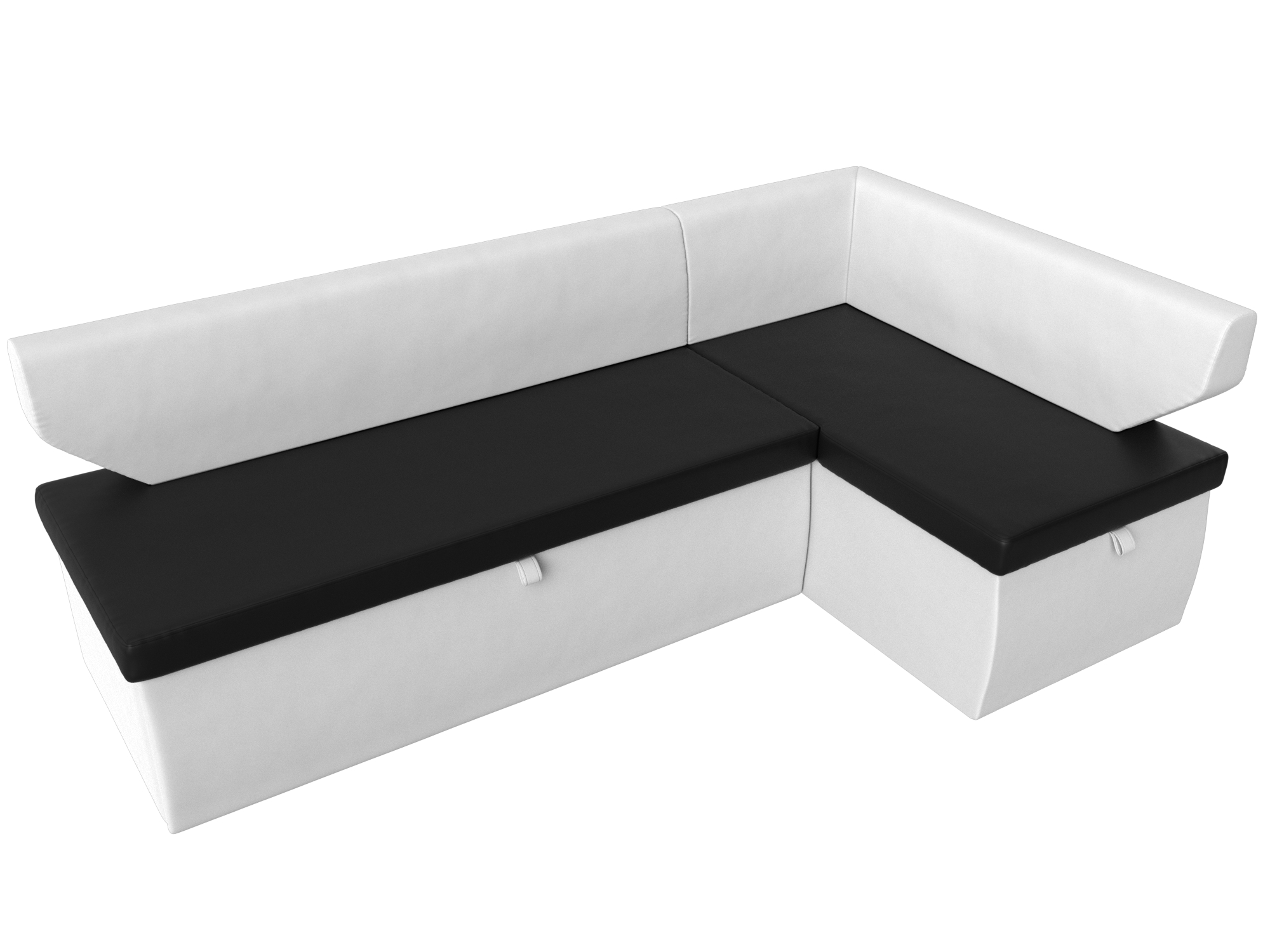Кухонный угловой диван Омура правый угол (Черный\Белый)