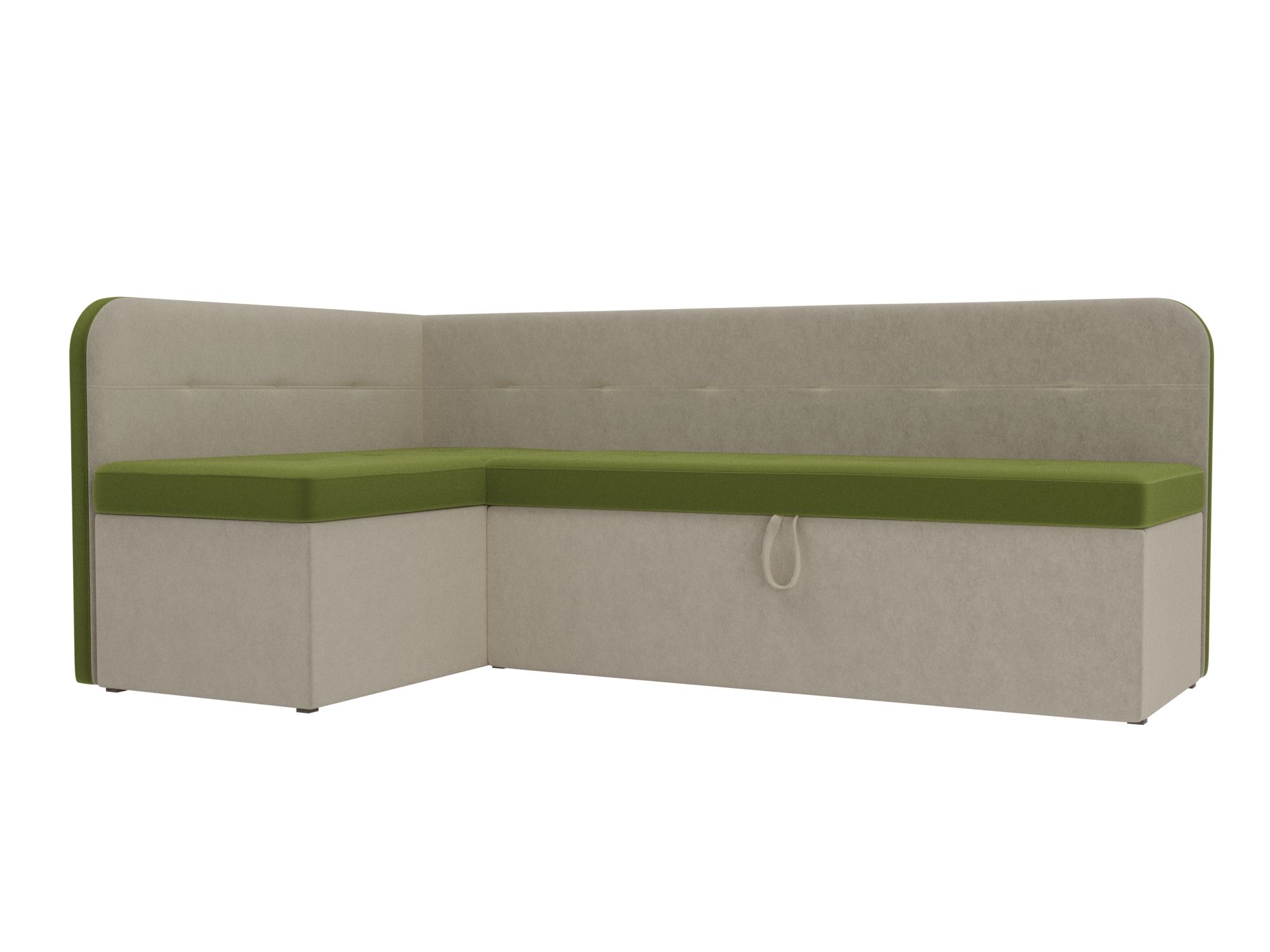 Кухонный угловой диван Форест левый угол (Зеленый\Бежевый)