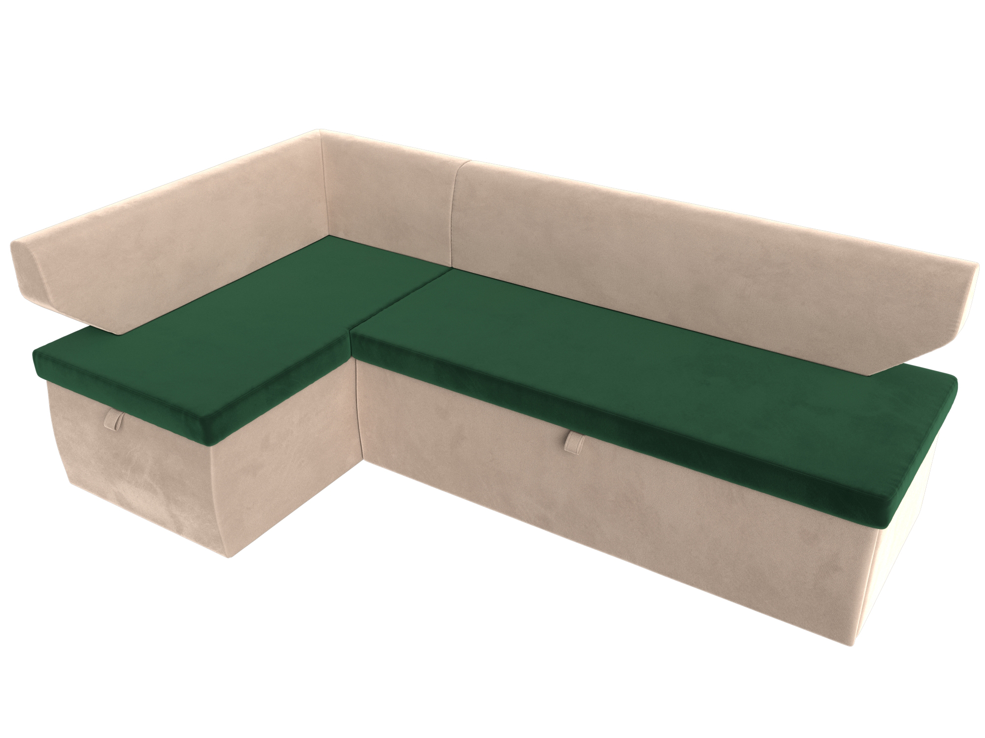 Кухонный угловой диван Омура левый угол (Зеленый\Бежевый)
