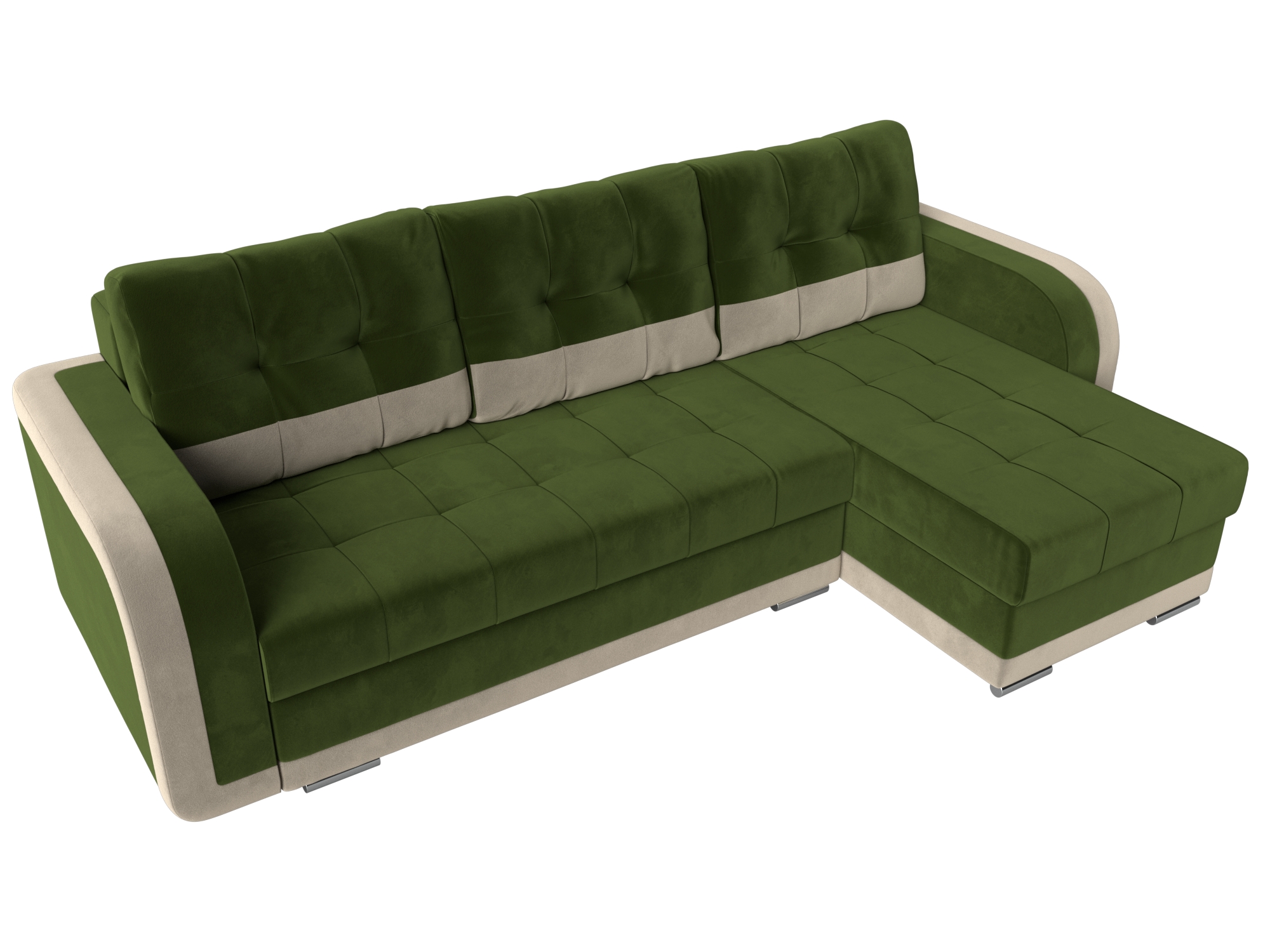 Угловой диван Марсель правый угол (Зеленый\Бежевый)