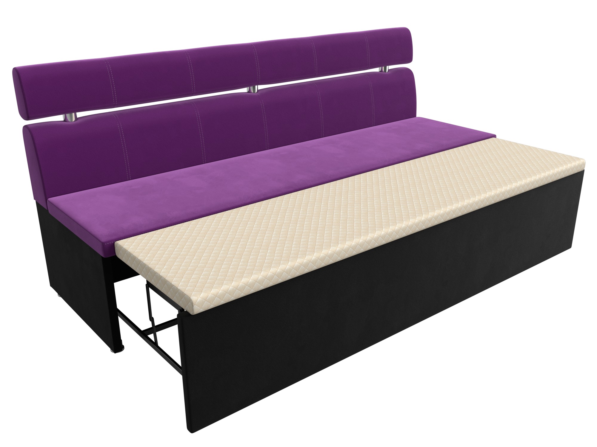 Кухонный прямой диван Классик (Фиолетовый\Черный)