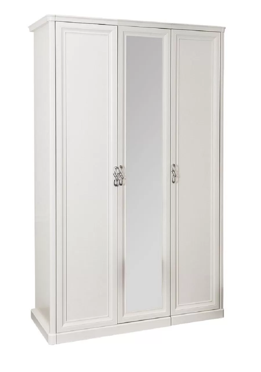 Шкаф Мишель 3-дверный (2+1) с зеркалом белый матовый