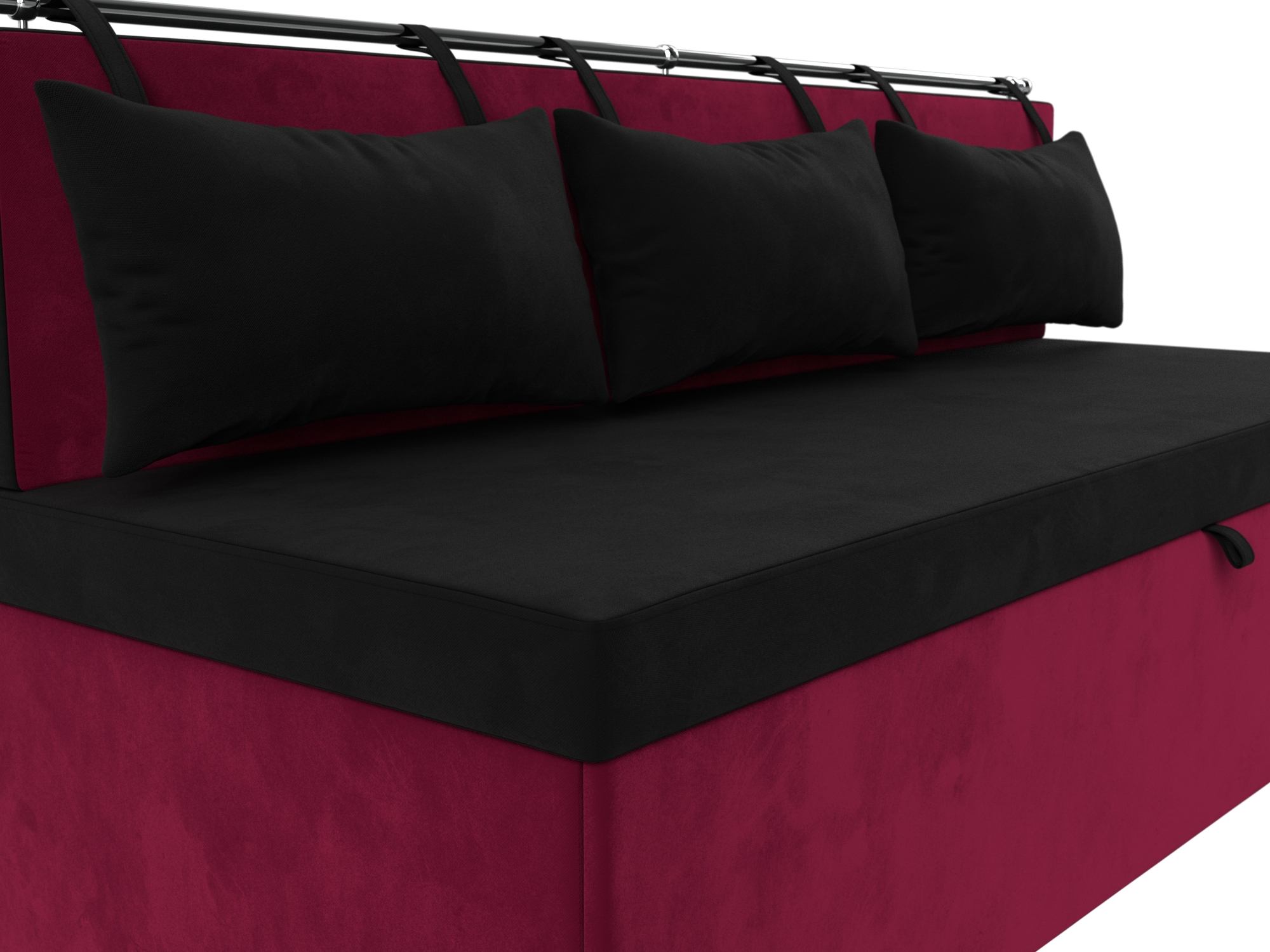 Кухонный прямой диван Метро (Черный\Бордовый)