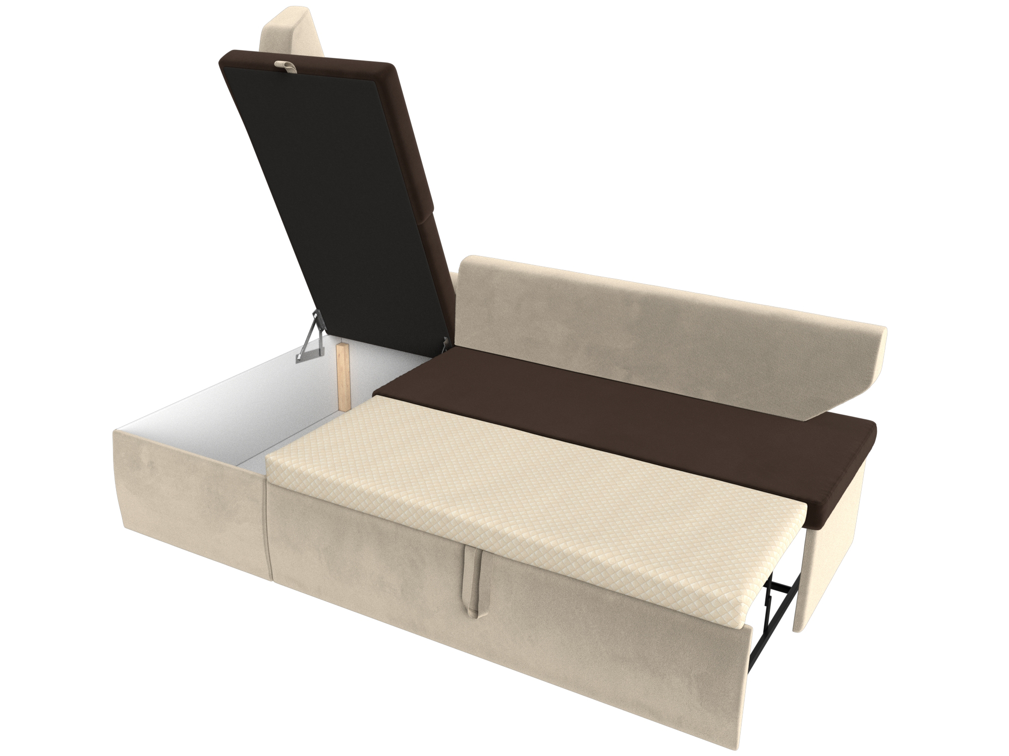 Кухонный угловой диван Омура левый угол (Коричневый\Бежевый)