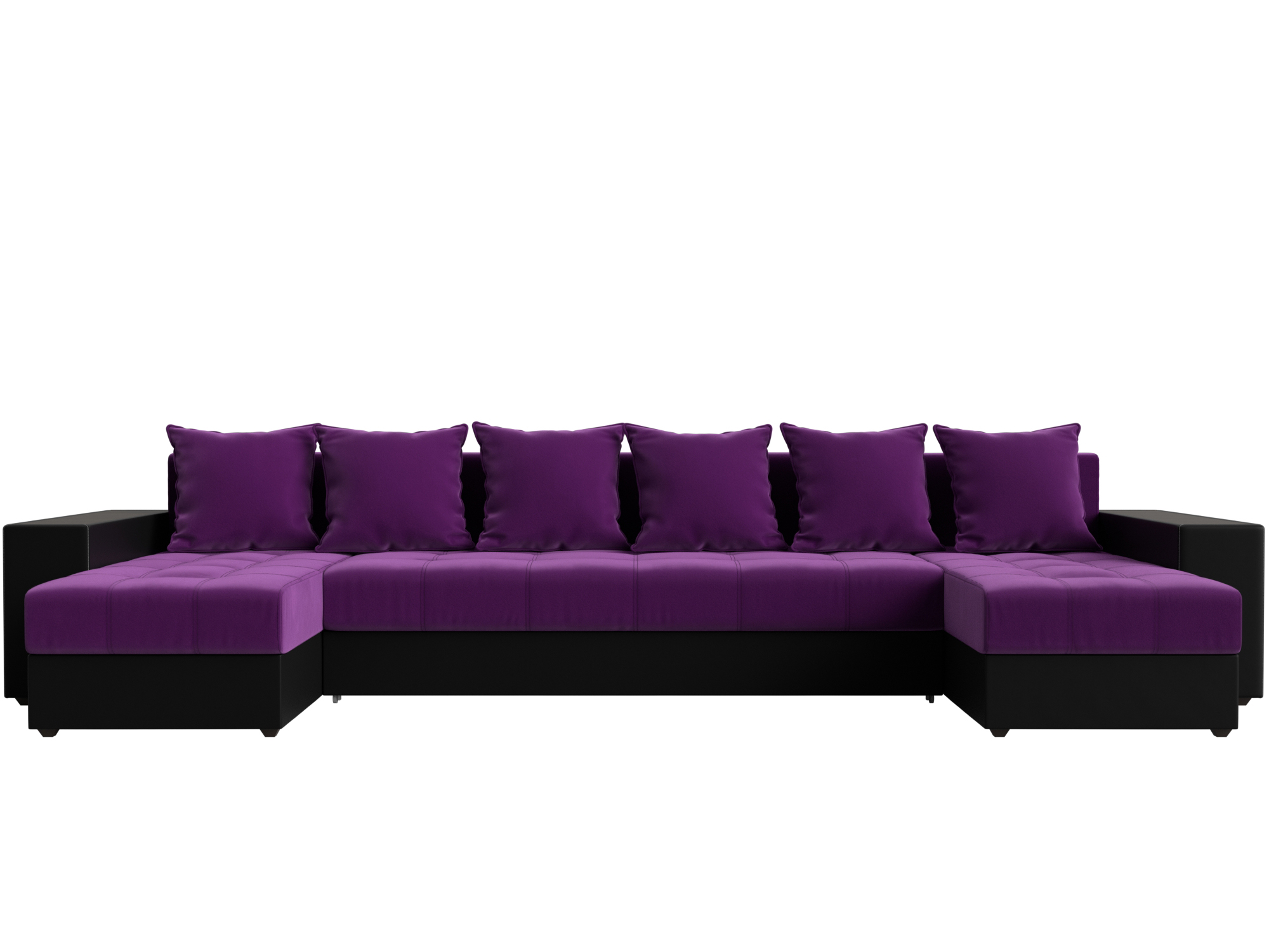 П-образный диван Дубай полки справа (Фиолетовый\Черный)