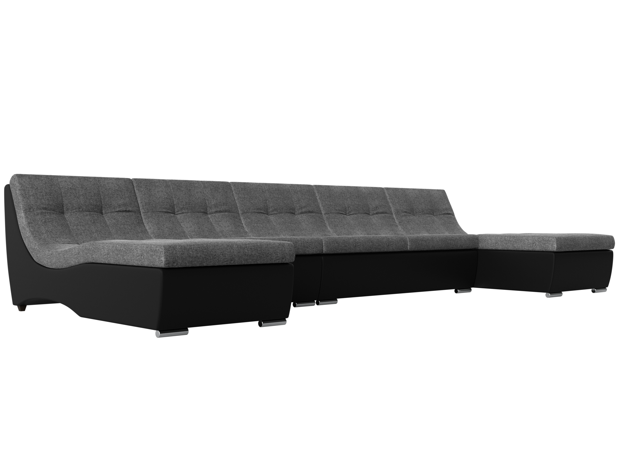 П-образный модульный диван Монреаль Long (Серый\черный)