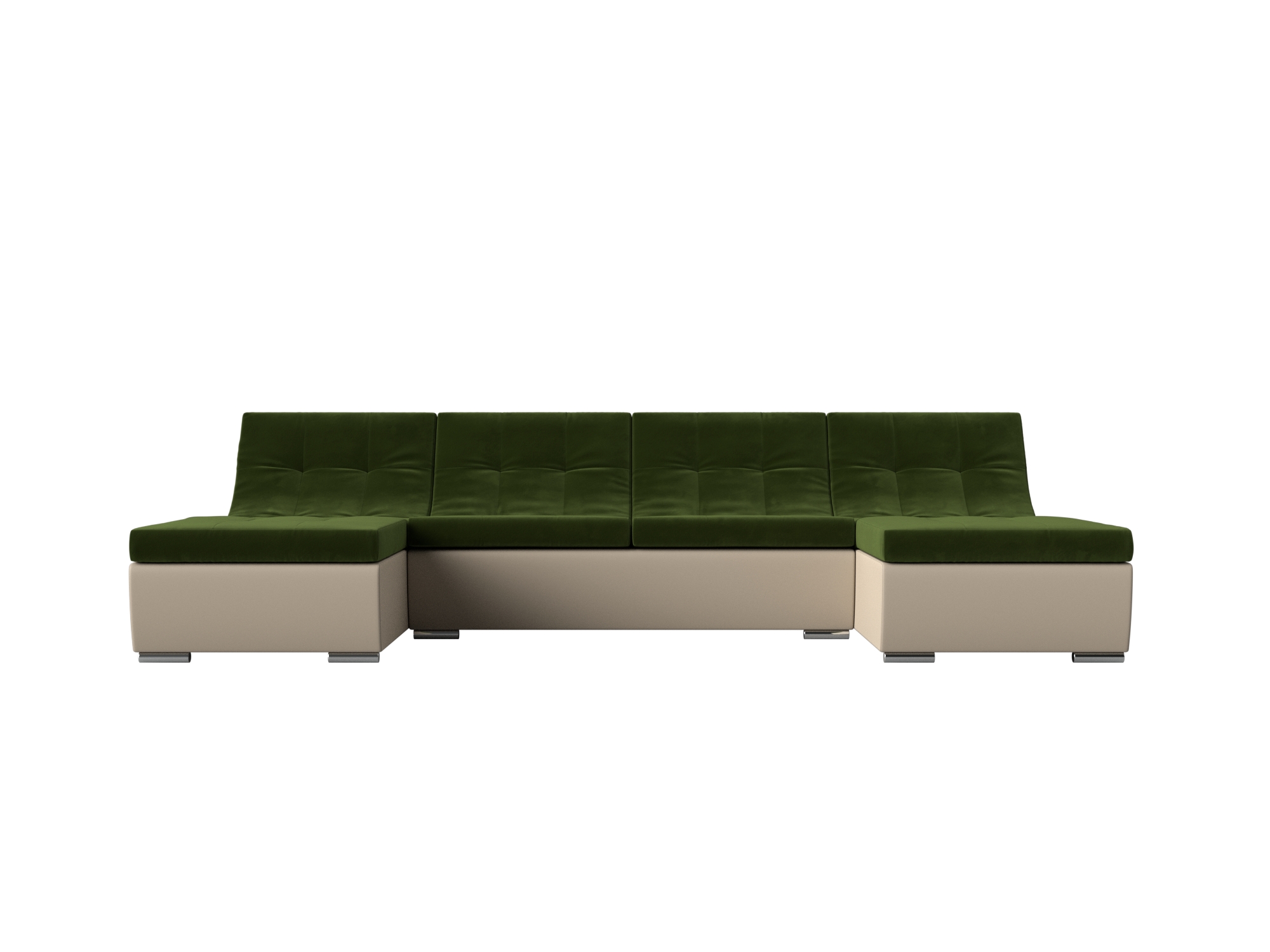 П-образный модульный диван Монреаль (Зеленый\Бежевый)