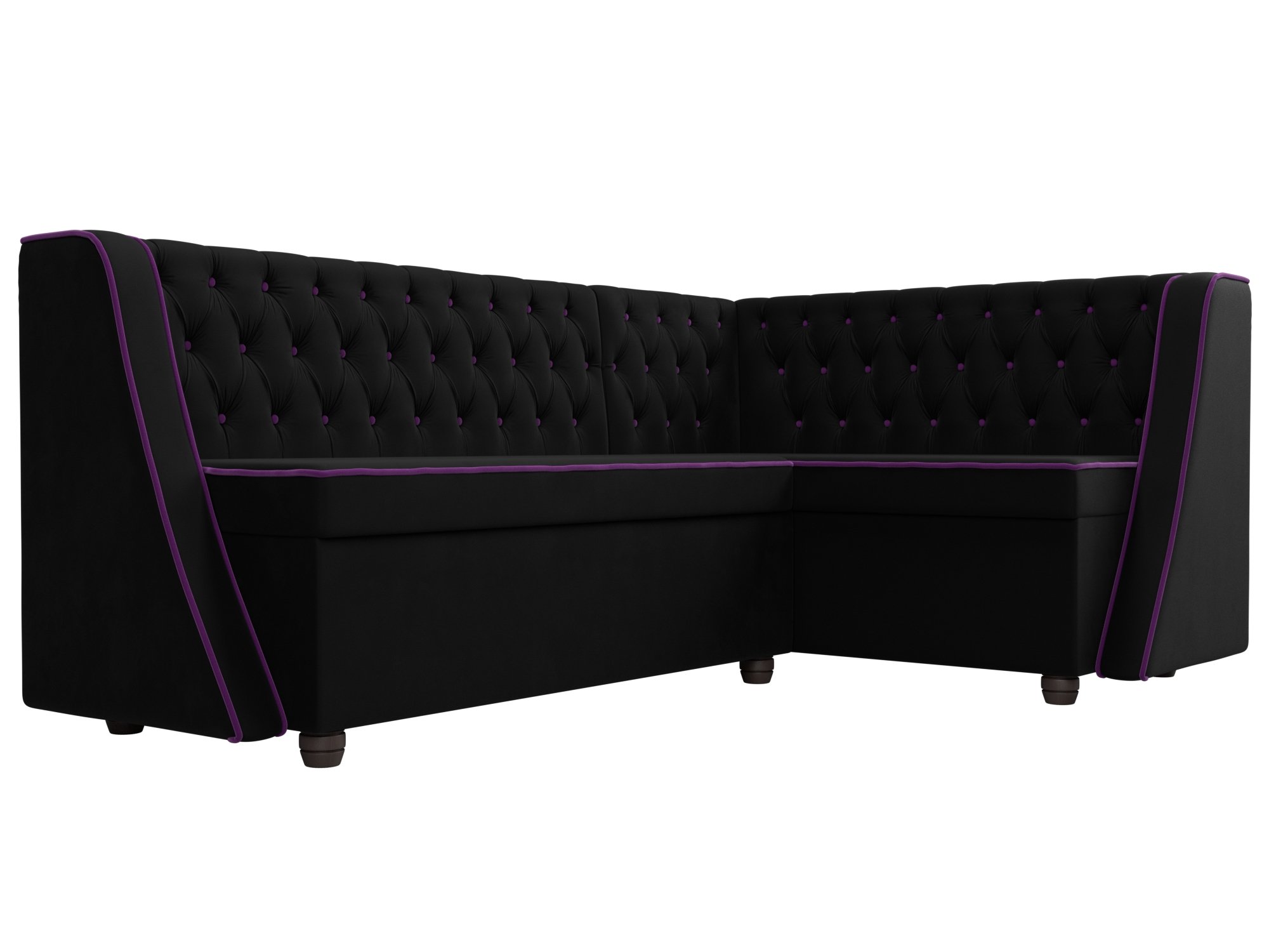 Кухонный угловой диван Лофт правый угол (Черный\Фиолетовый)