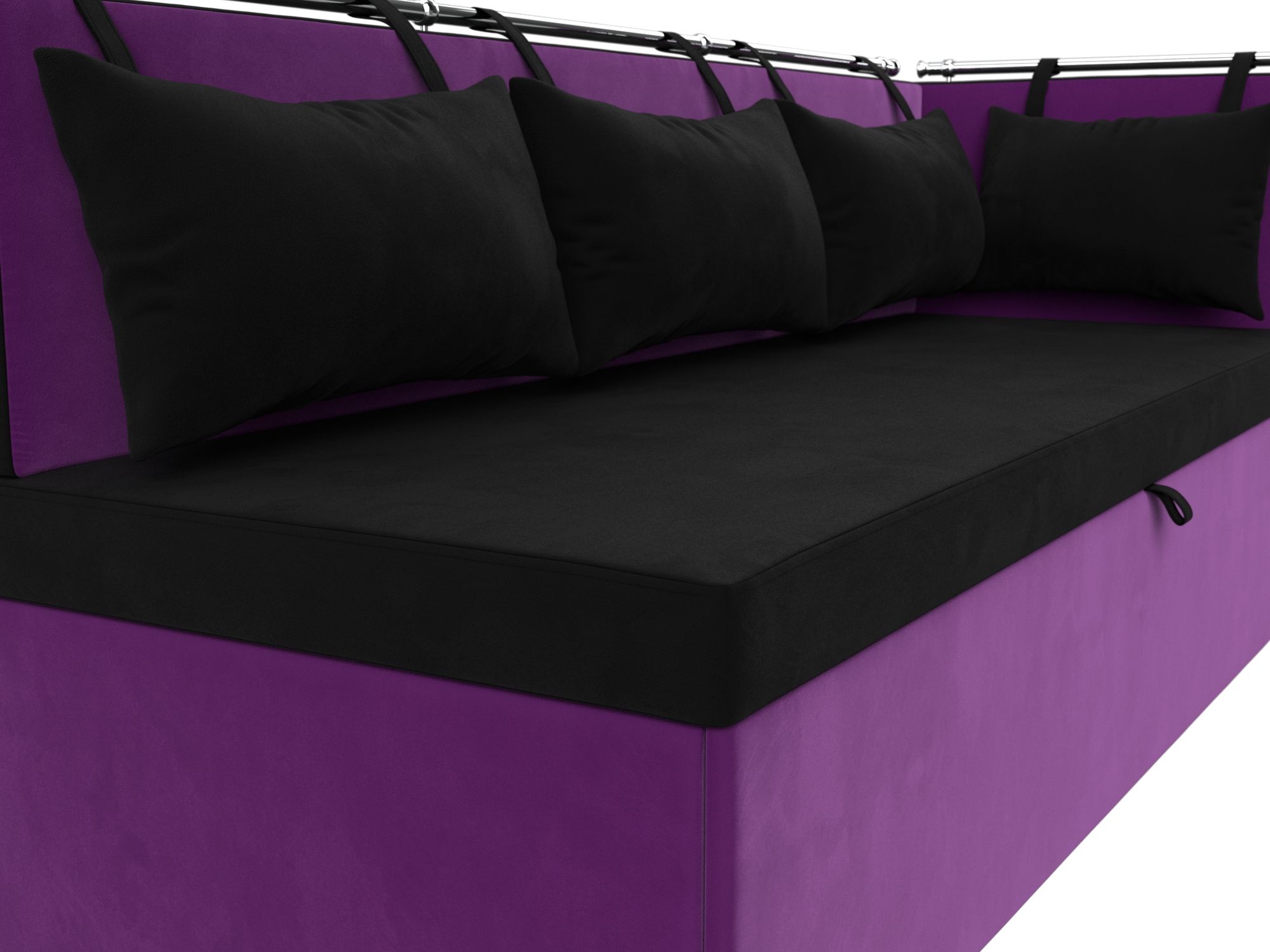Кухонный диван Метро с углом справа (Черный\Фиолетовый)
