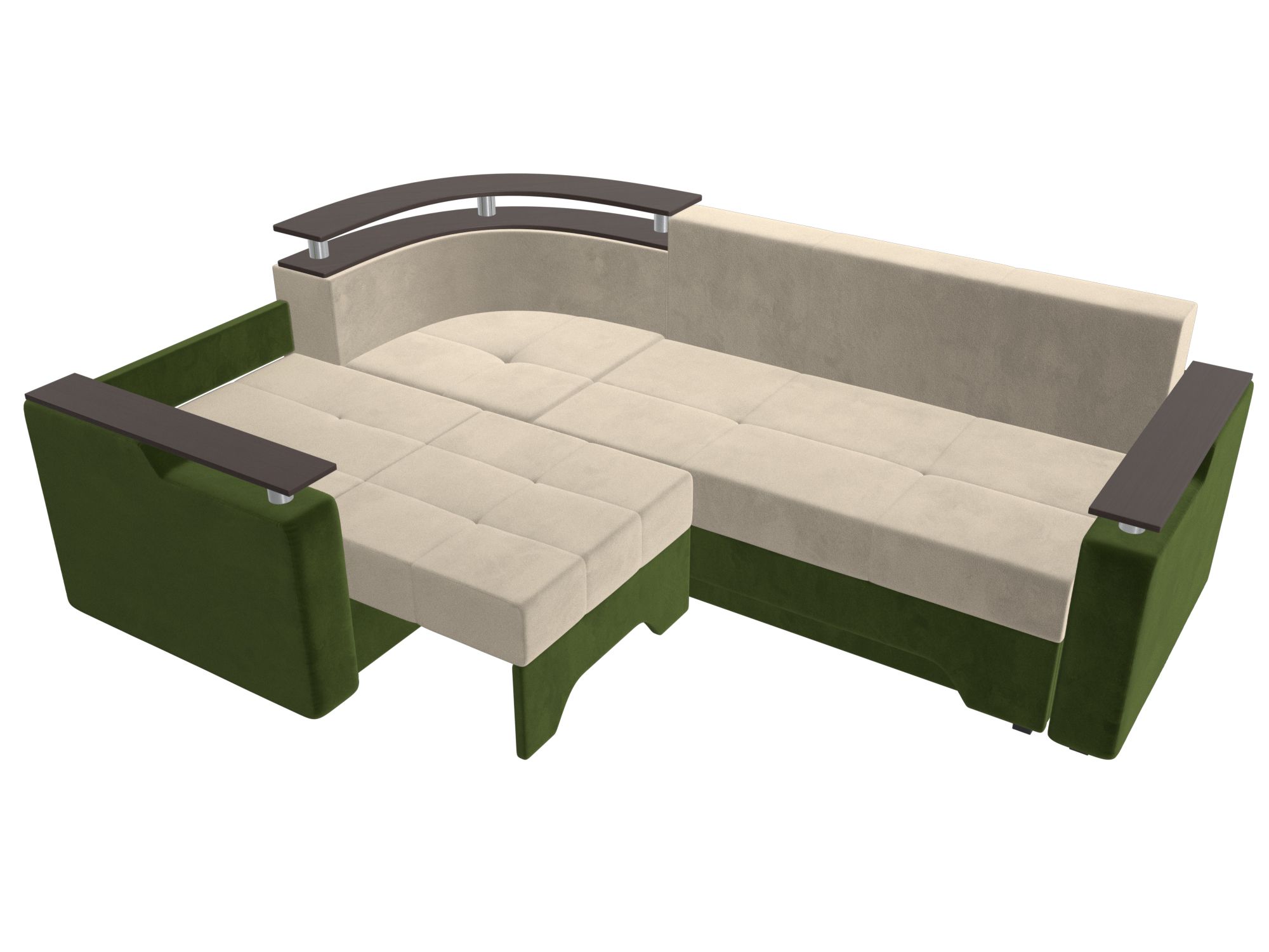 Угловой диван Комфорт левый угол (Бежевый\Зеленый)