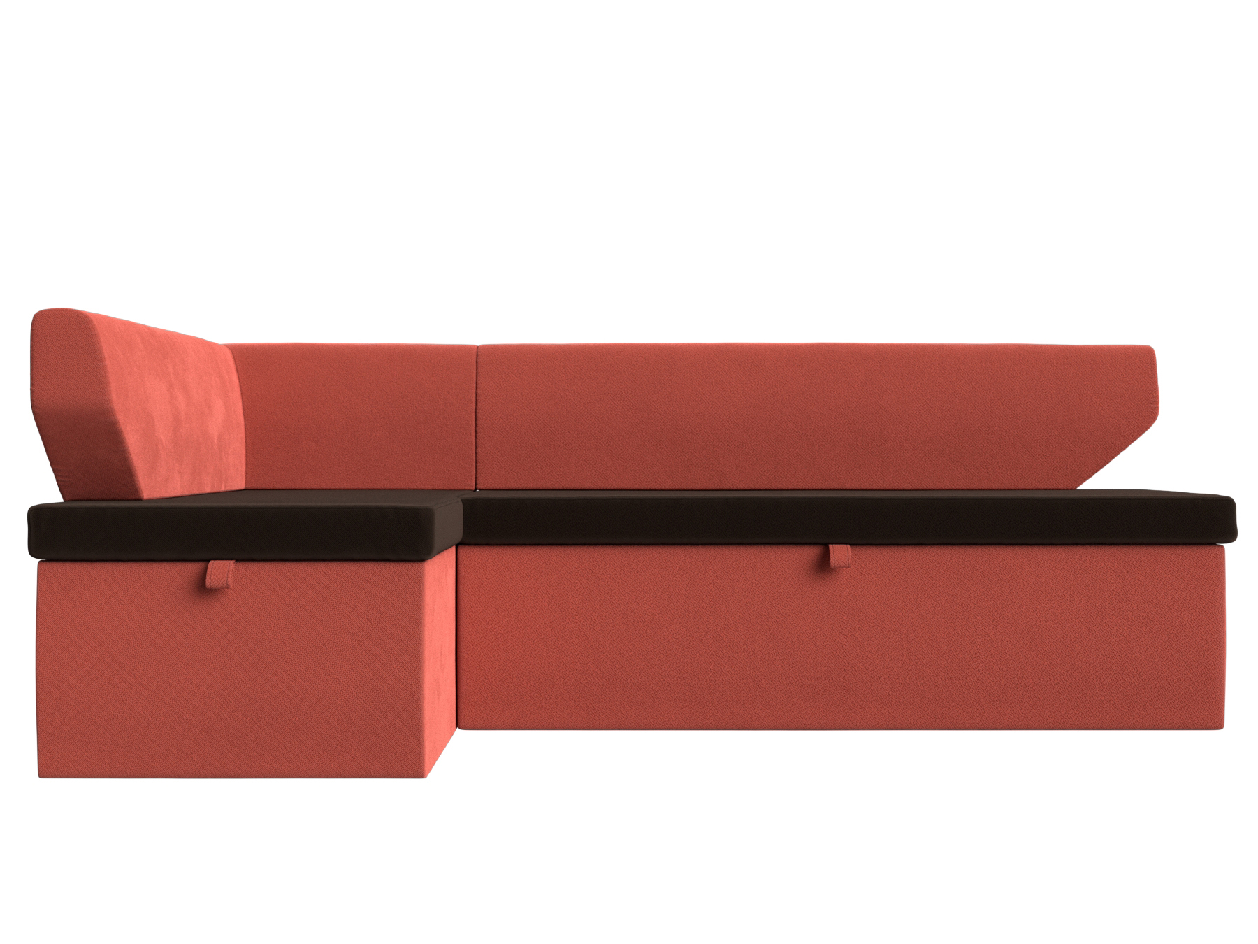 Кухонный угловой диван Омура левый угол (Коричневый\Коралловый)