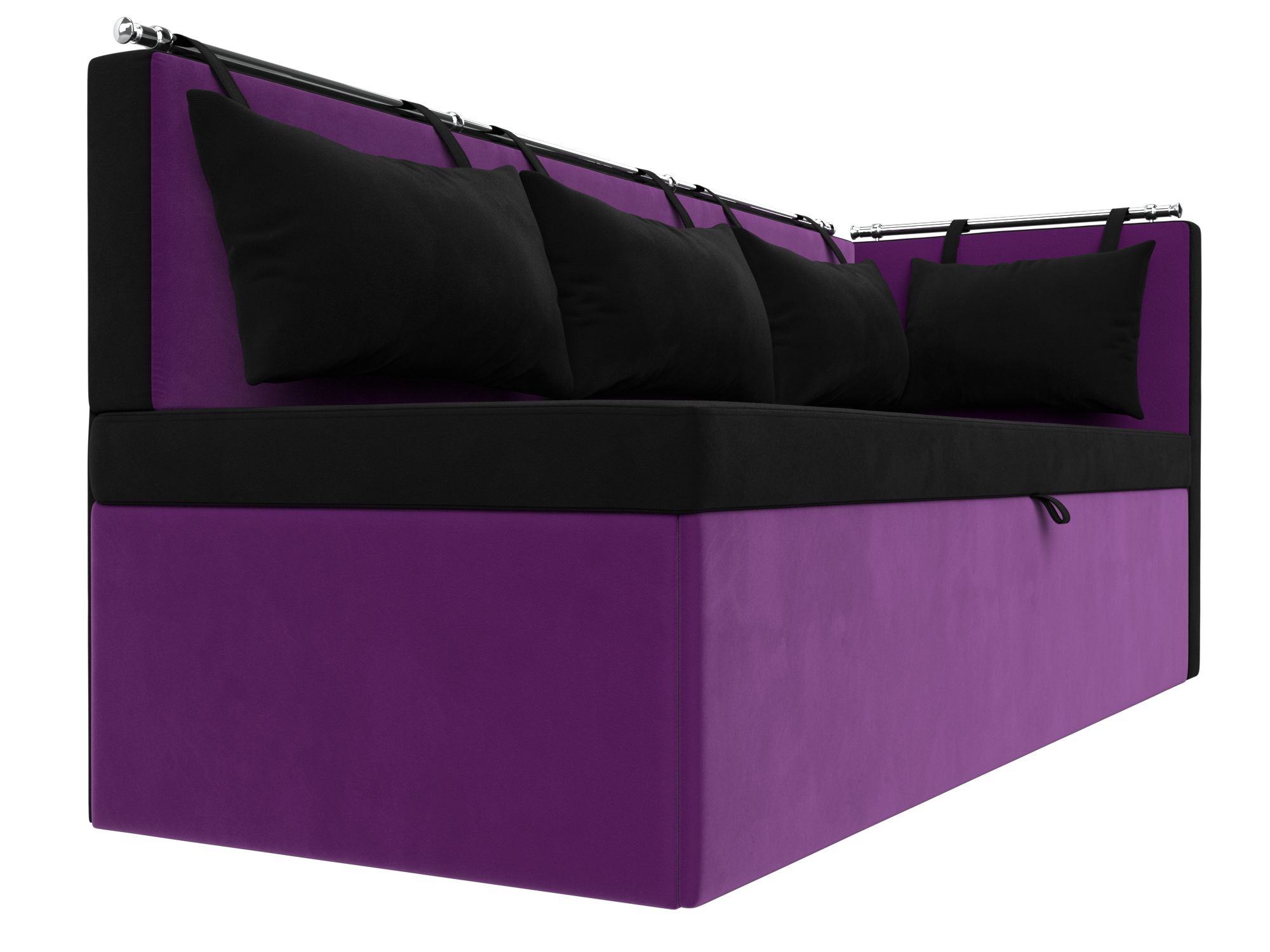 Кухонный диван Метро с углом справа (Черный\Фиолетовый)