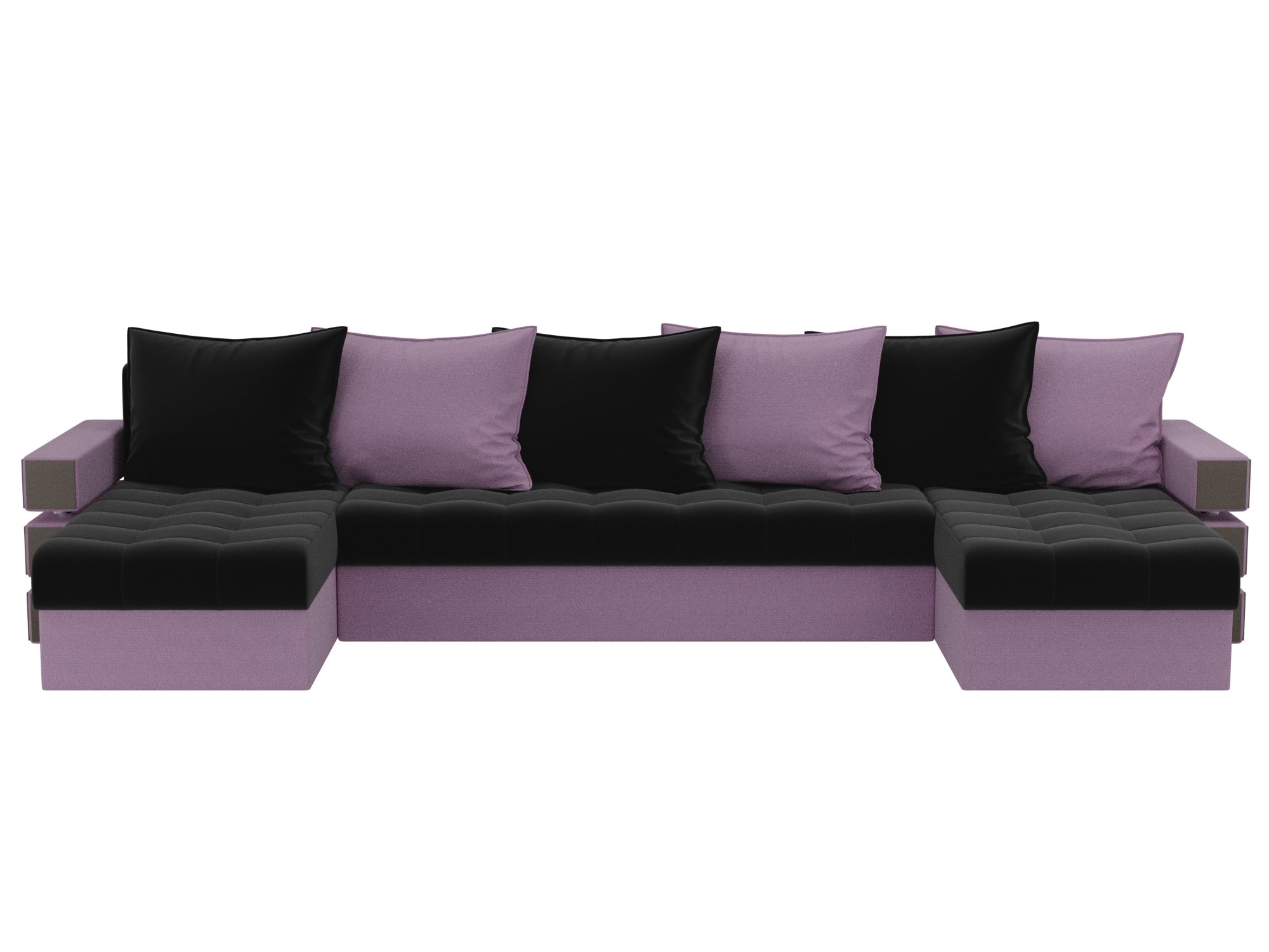 П-образный диван Венеция (Черный\Сиреневый)