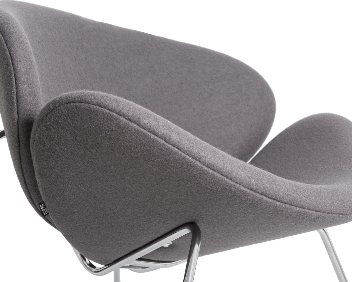Кресло дизайнерское DOBRIN EMILY (серая ткань AF7, хромированная сталь)