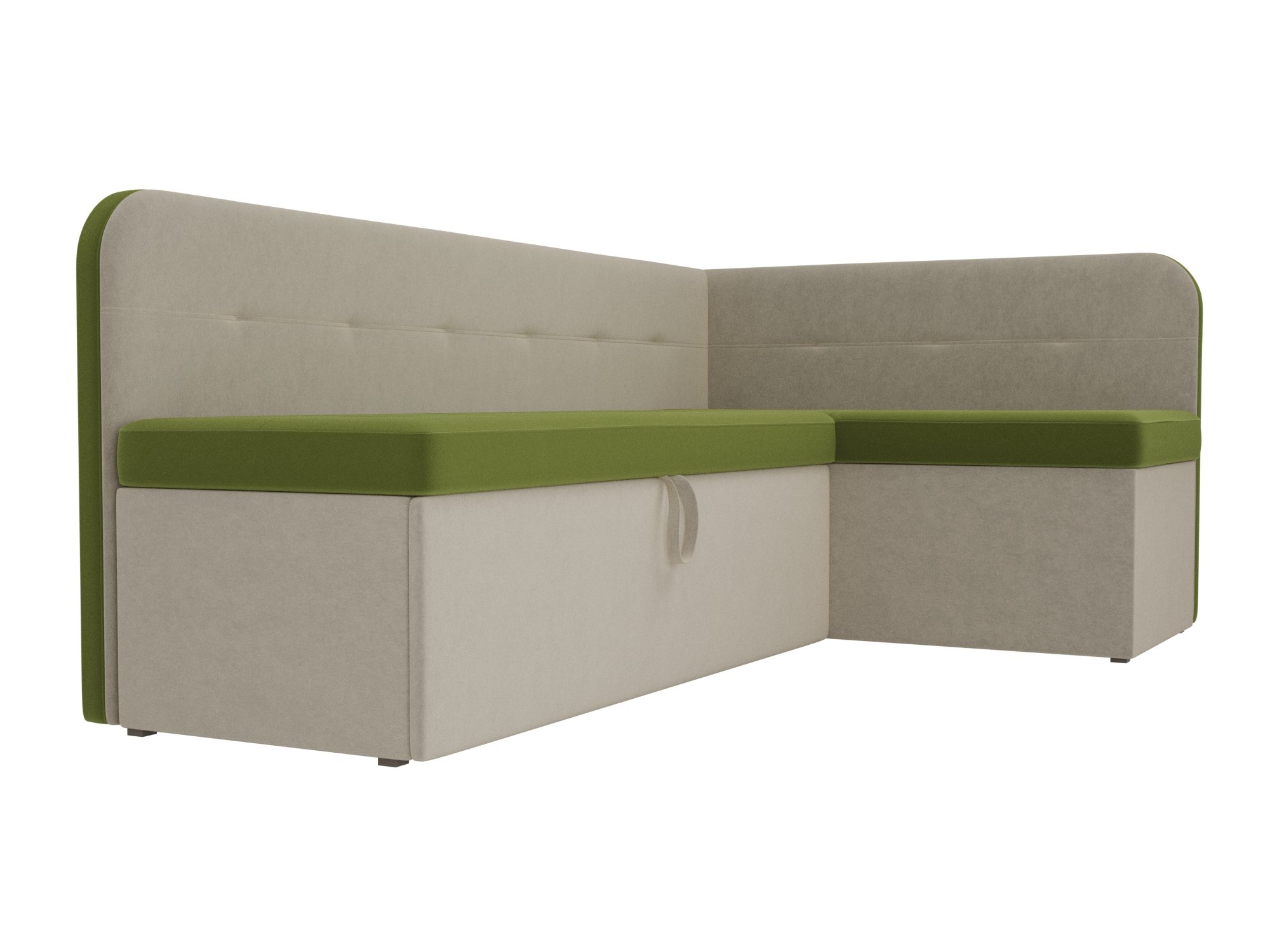 Кухонный угловой диван Форест правый угол (Зеленый\Бежевый)
