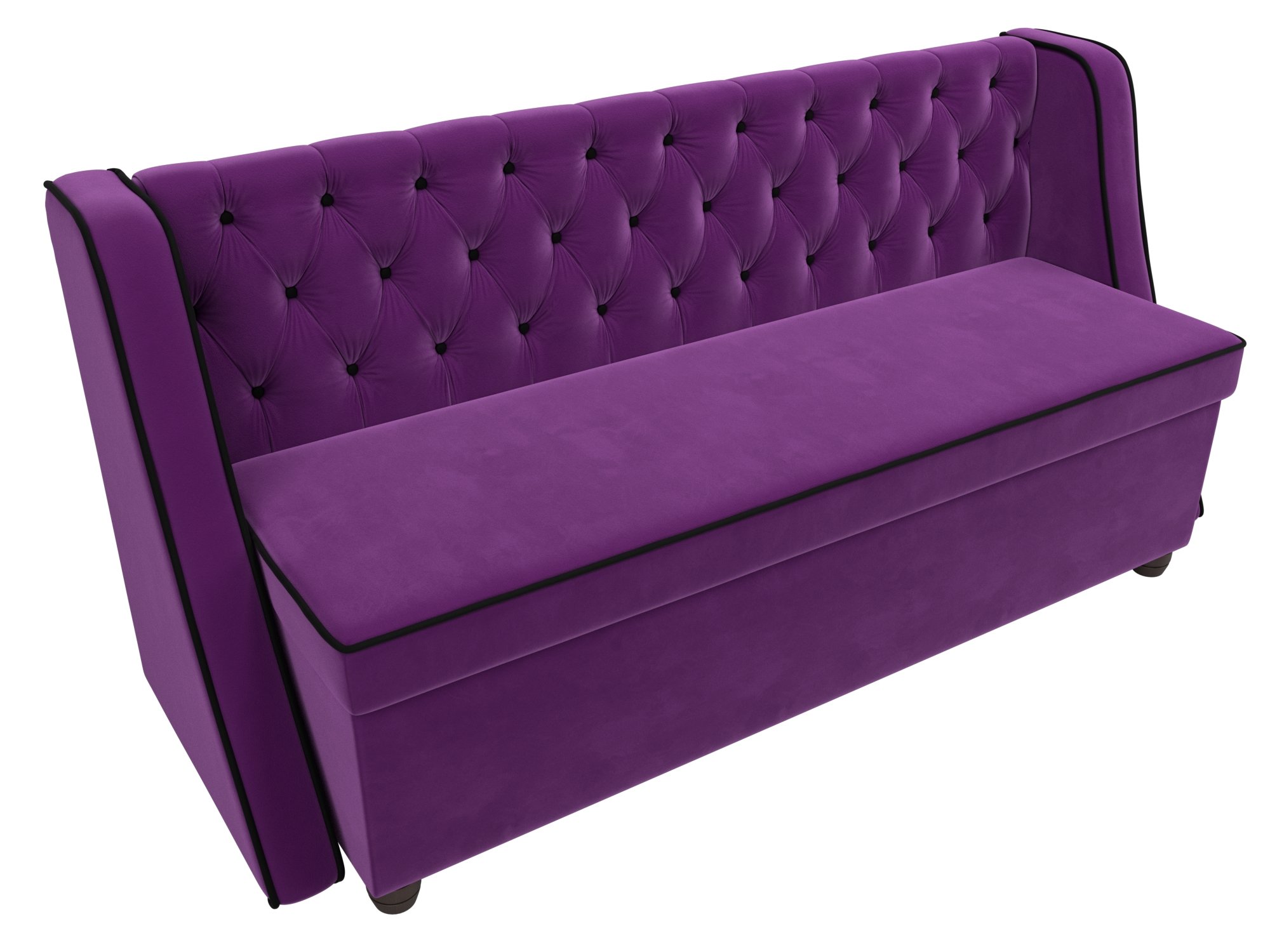 Кухонный прямой диван Лофт (Фиолетовый\Черный)