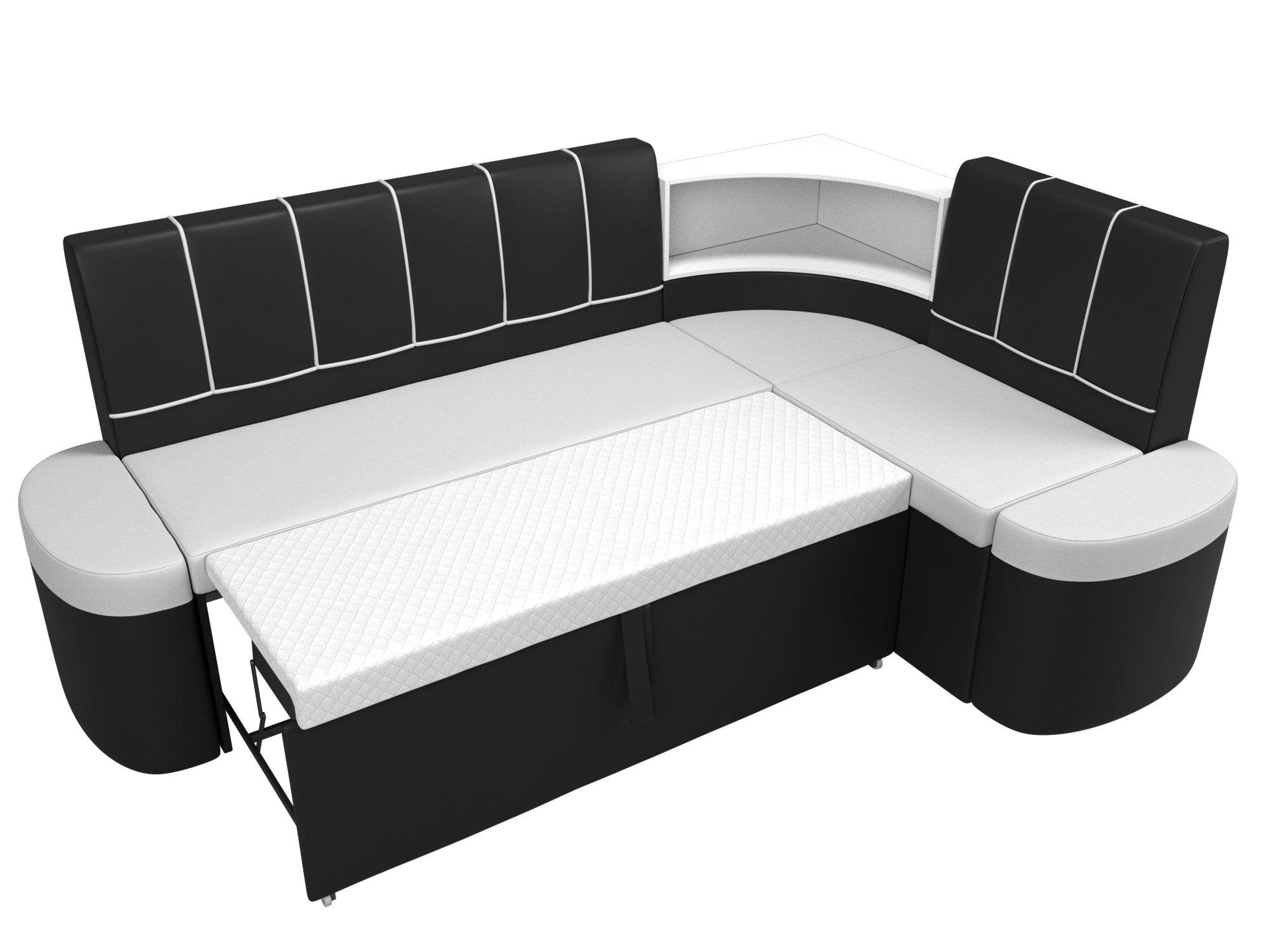 Кухонный угловой диван Тефида правый угол (Белый\Черный)