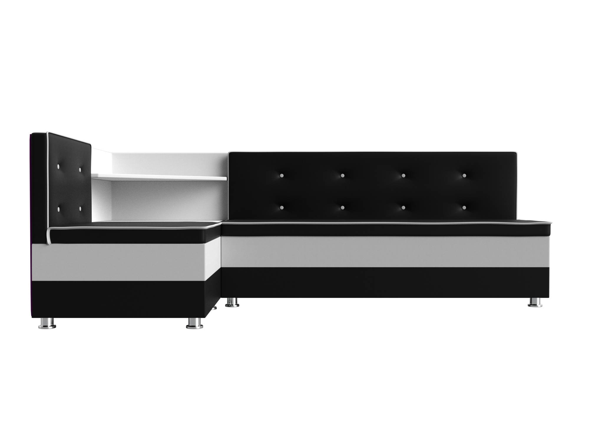 Кухонный угловой диван Милан левый угол (Черный\Белый)