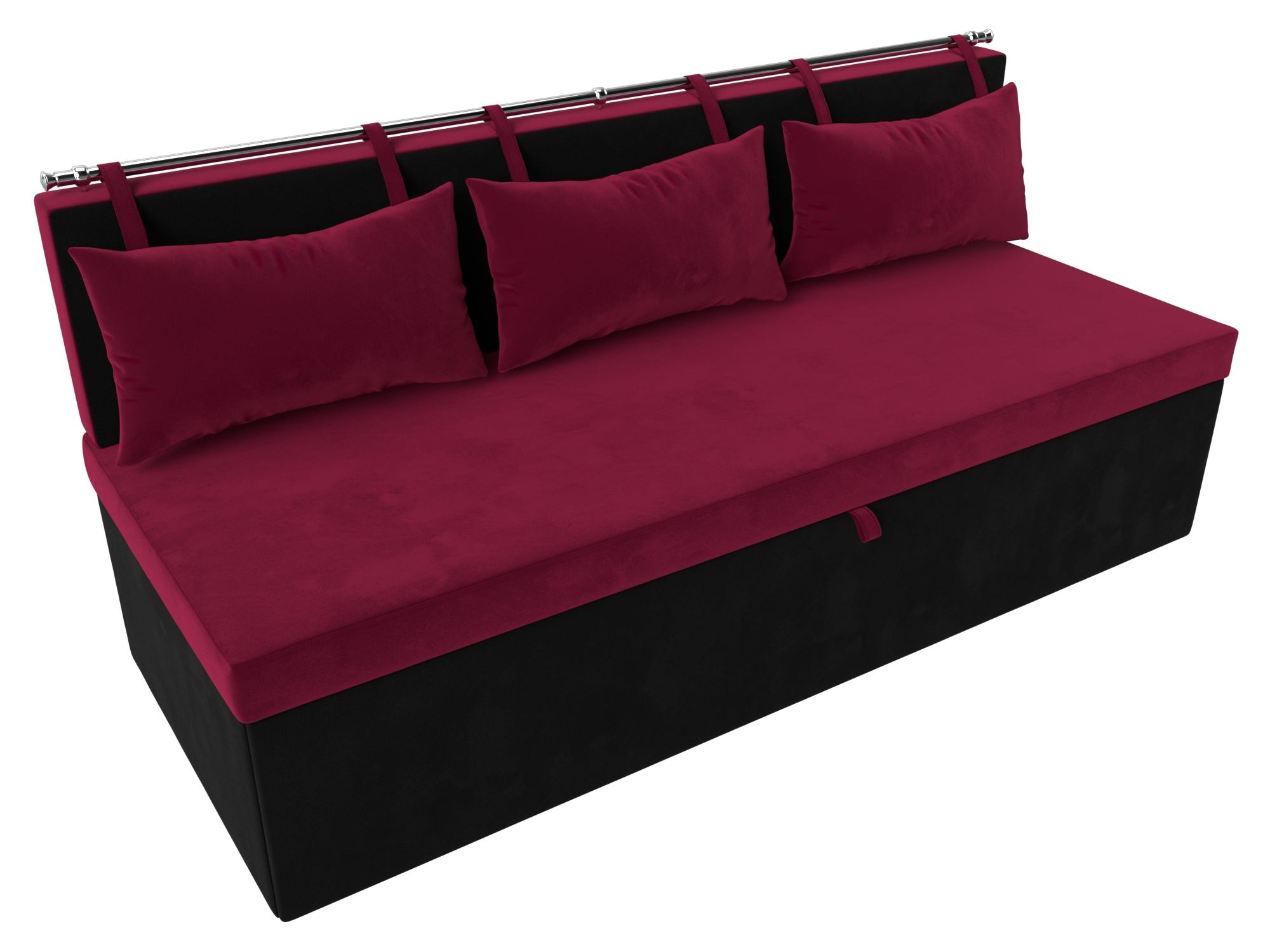 Кухонный прямой диван Метро (Бордовый\Черный)