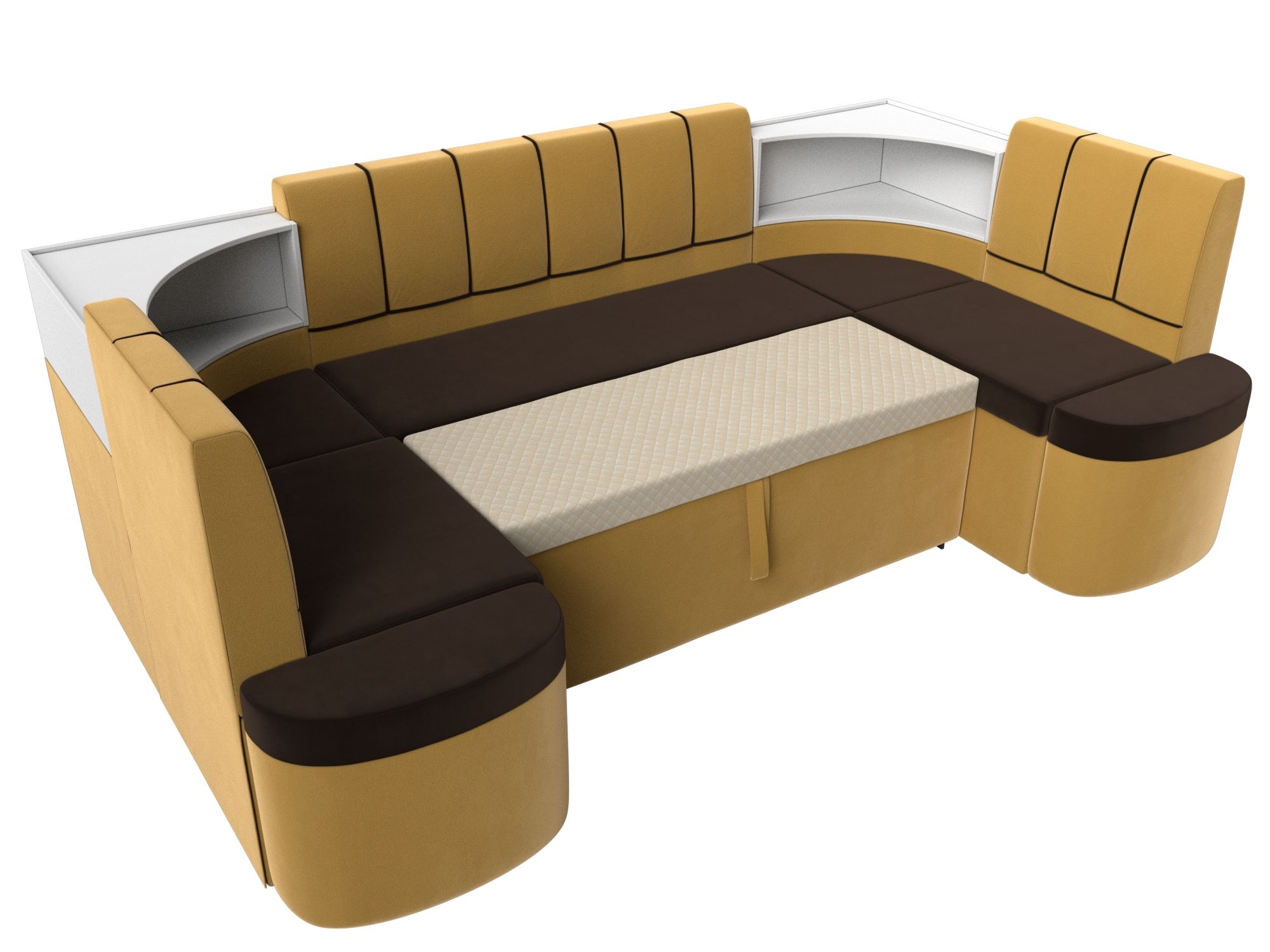 П-образный диван Тефида (Коричневый\Желтый)