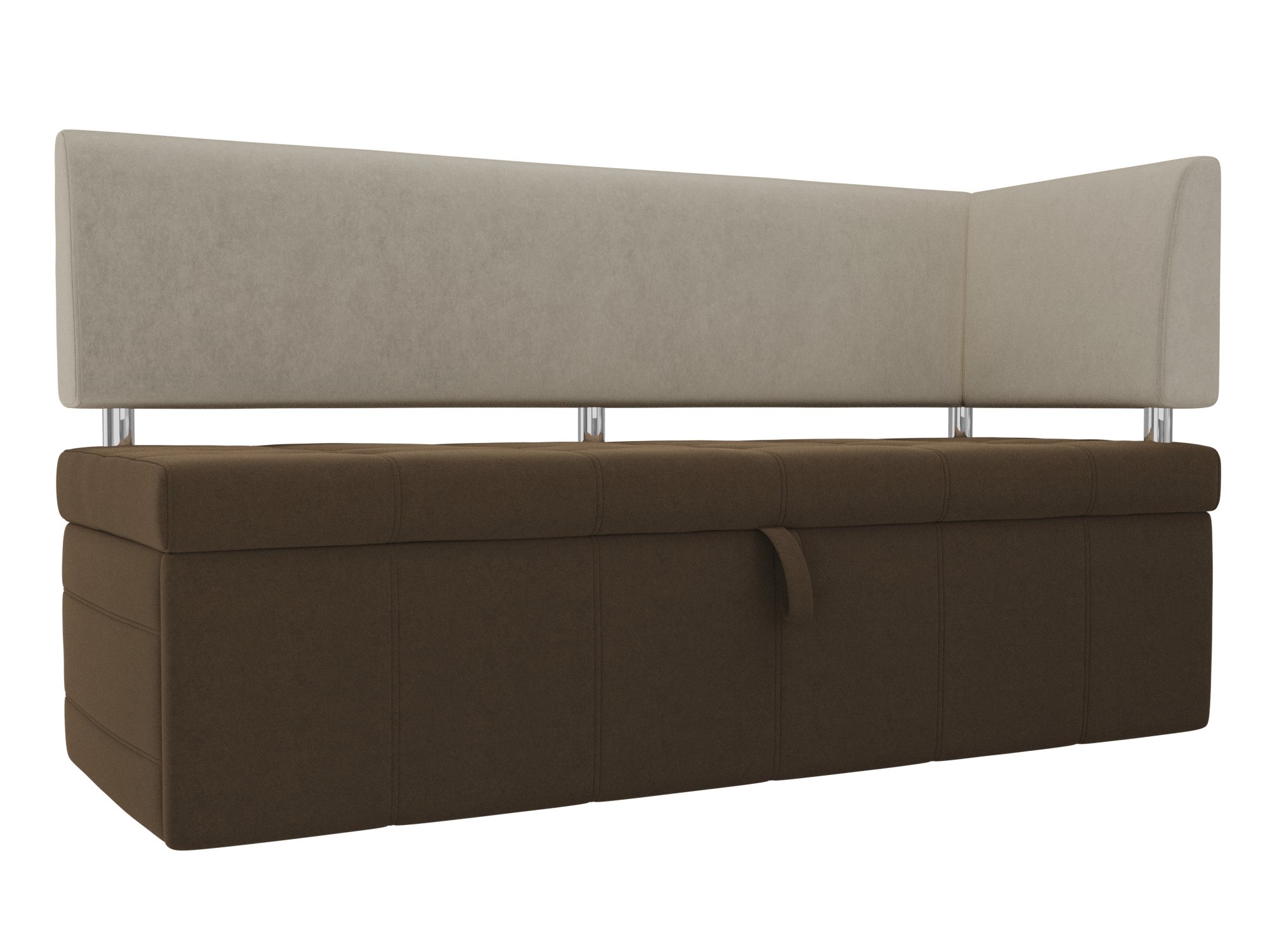 Кухонный прямой диван Стоун с углом (Коричневый\Бежевый)