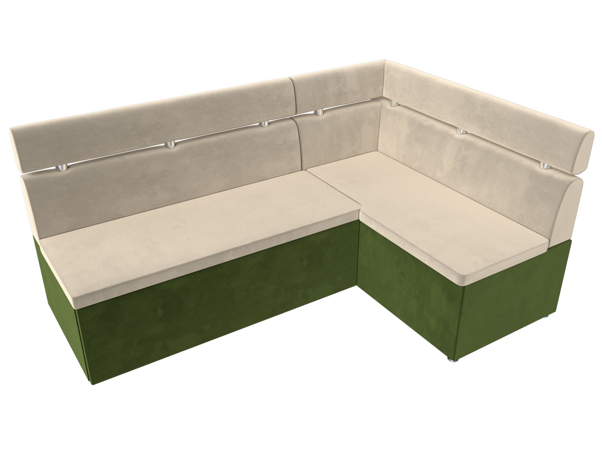 Кухонный угловой диван Классик правый 
угол (Бежевый\Зеленый)