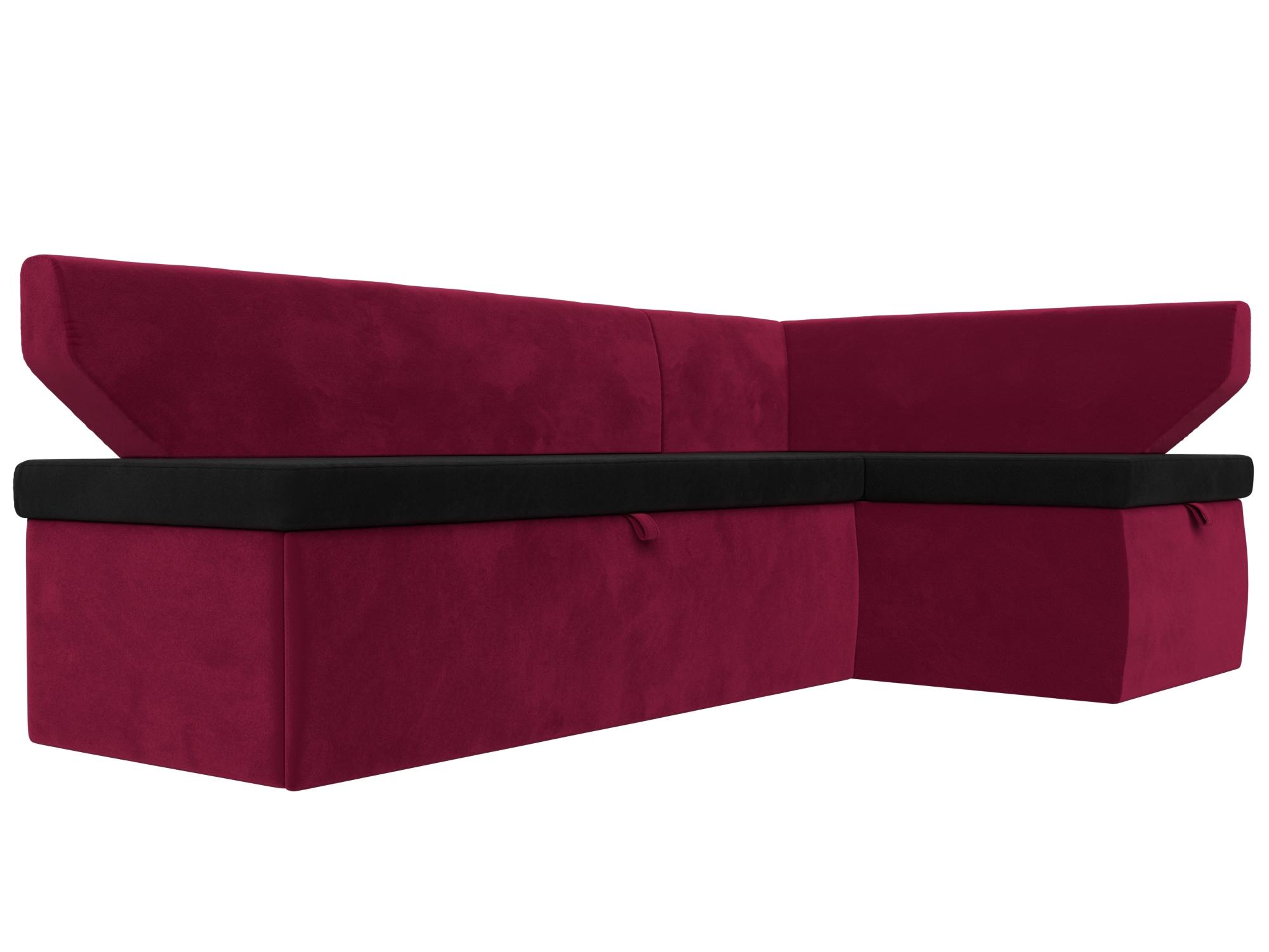 Кухонный угловой диван Омура правый угол (Черный\Бордовый)