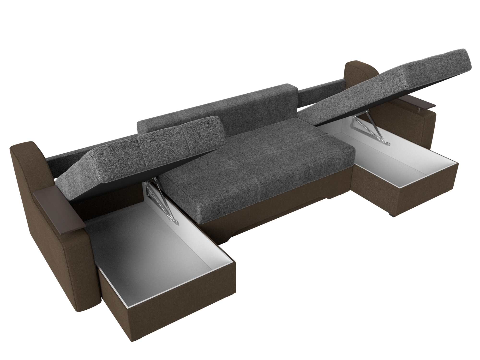 П-образный диван Сенатор (Серый\Коричневый)