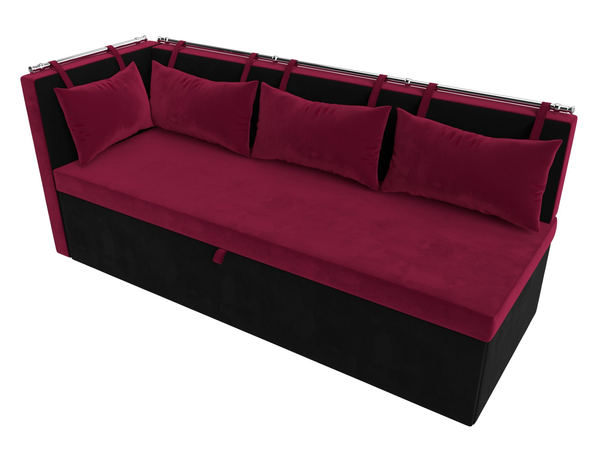 Кухонный диван Метро с углом слева (Бордовый\Черный)