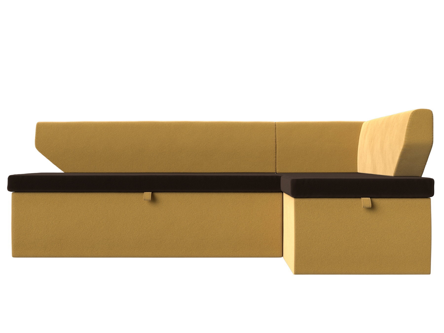 Кухонный угловой диван Омура правый угол (Коричневый\Желтый)