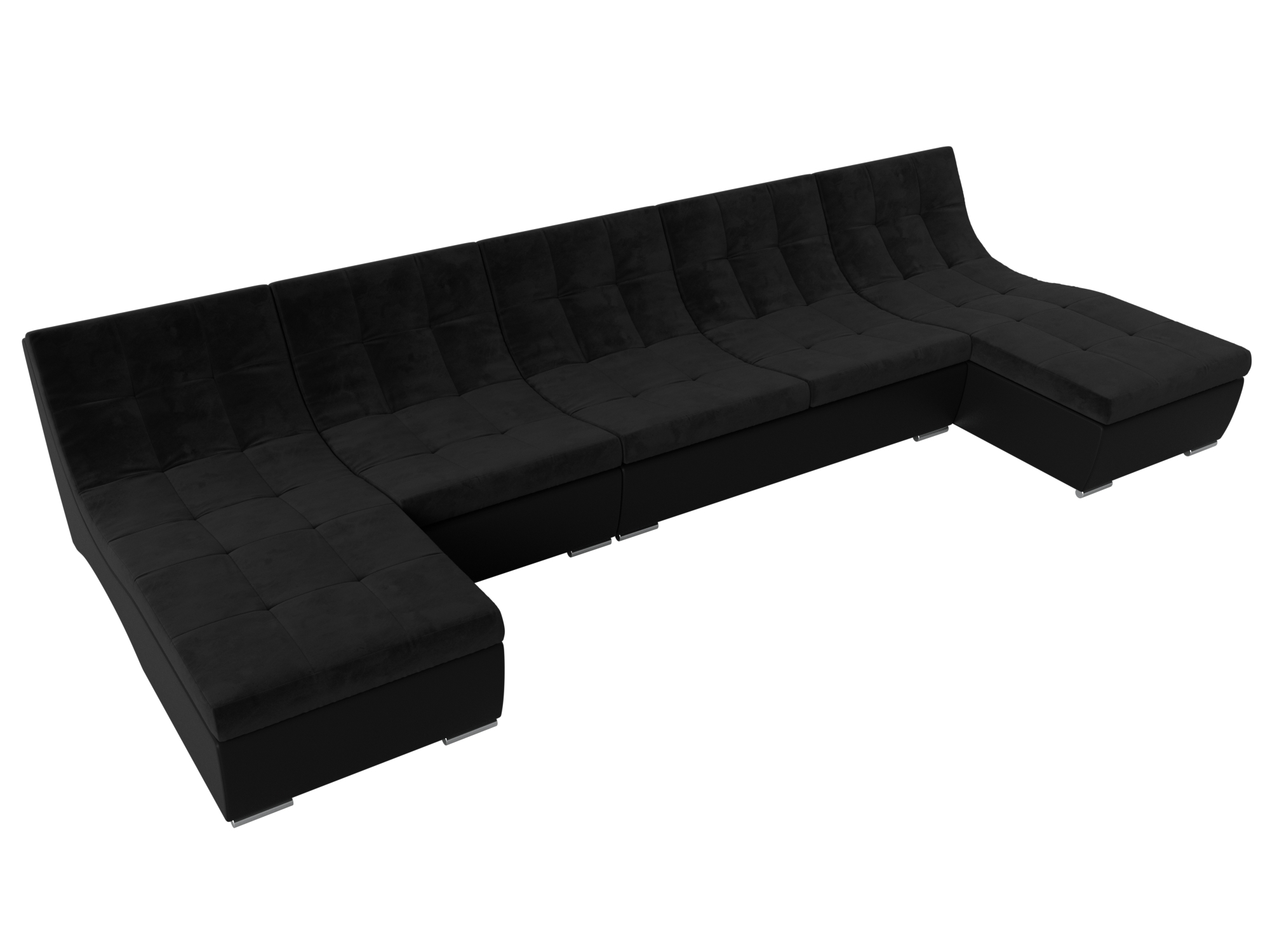 П-образный модульный диван Монреаль Long (Черный\Черный)