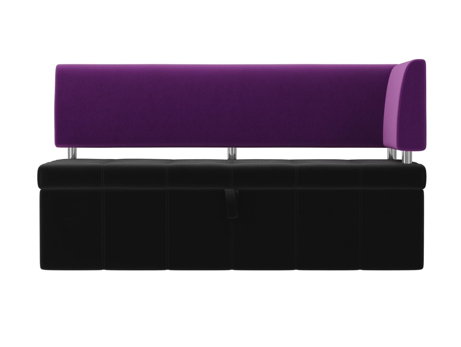 Кухонный прямой диван Стоун с углом правый (Черный\Фиолетовый)